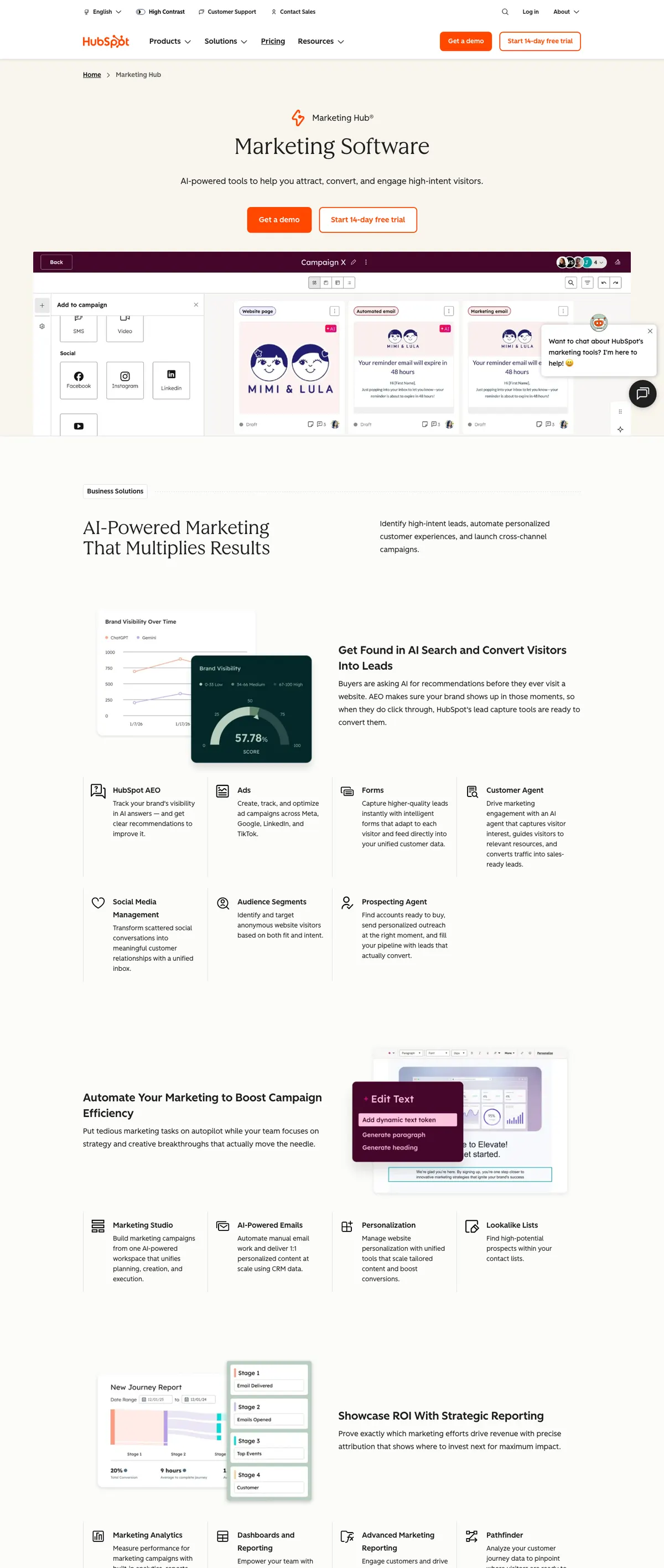 HubSpot Marketing Hub landing page