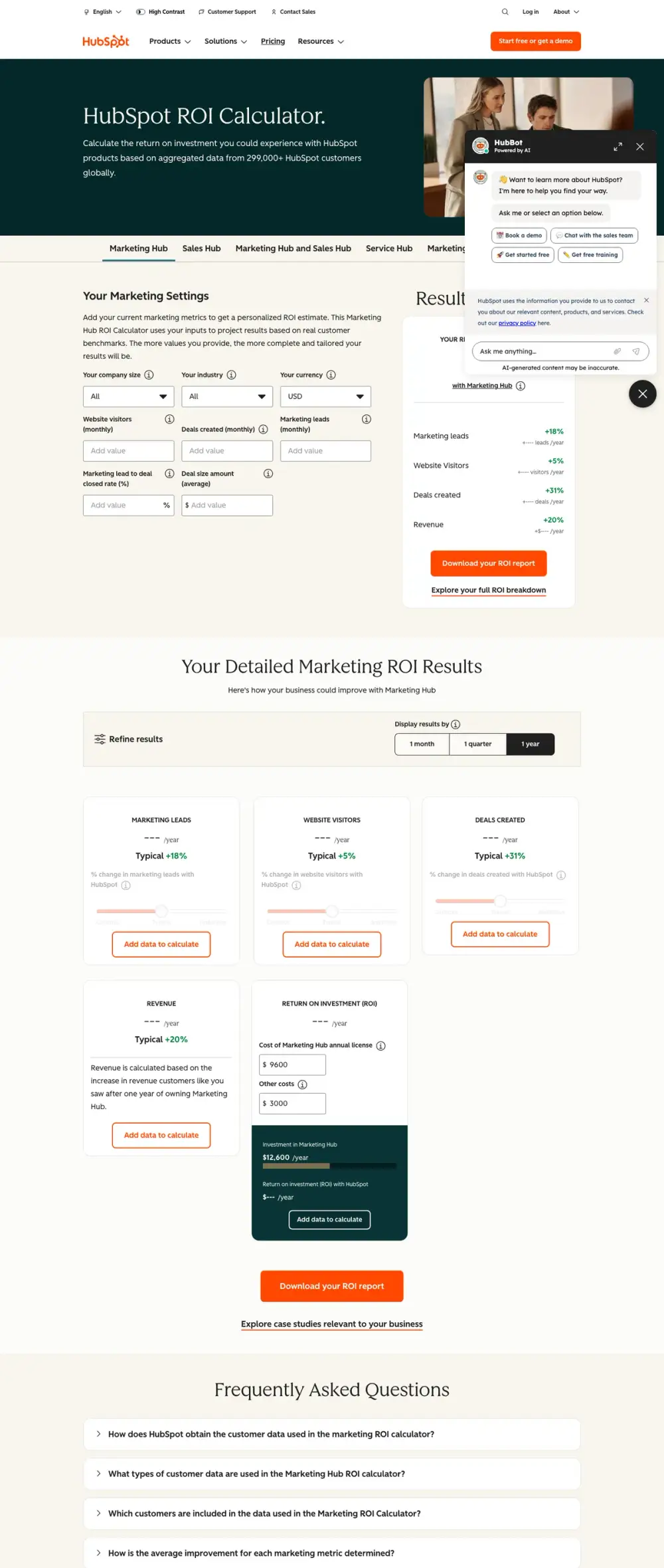 HubSpot landing page
