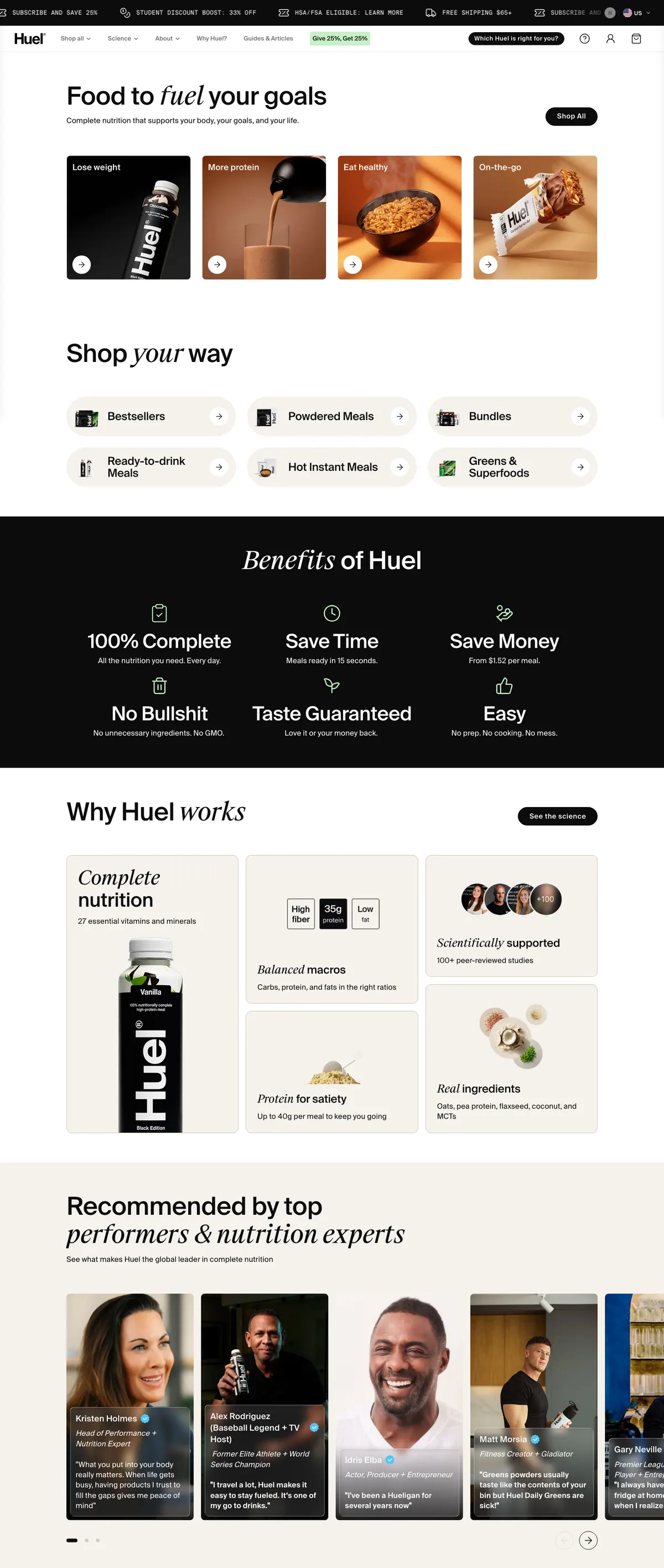 Huel landing page