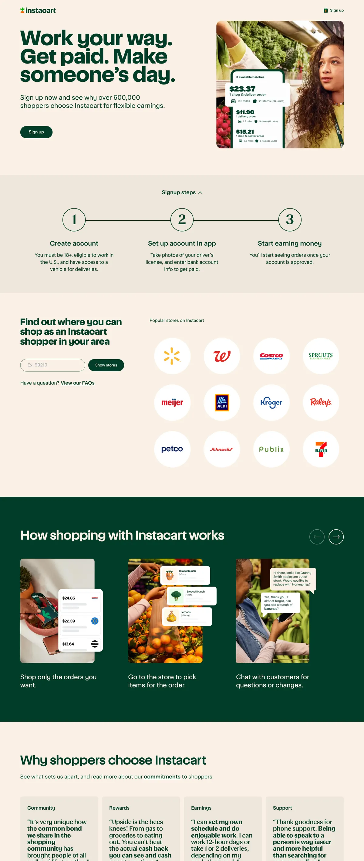 Instacart landing page
