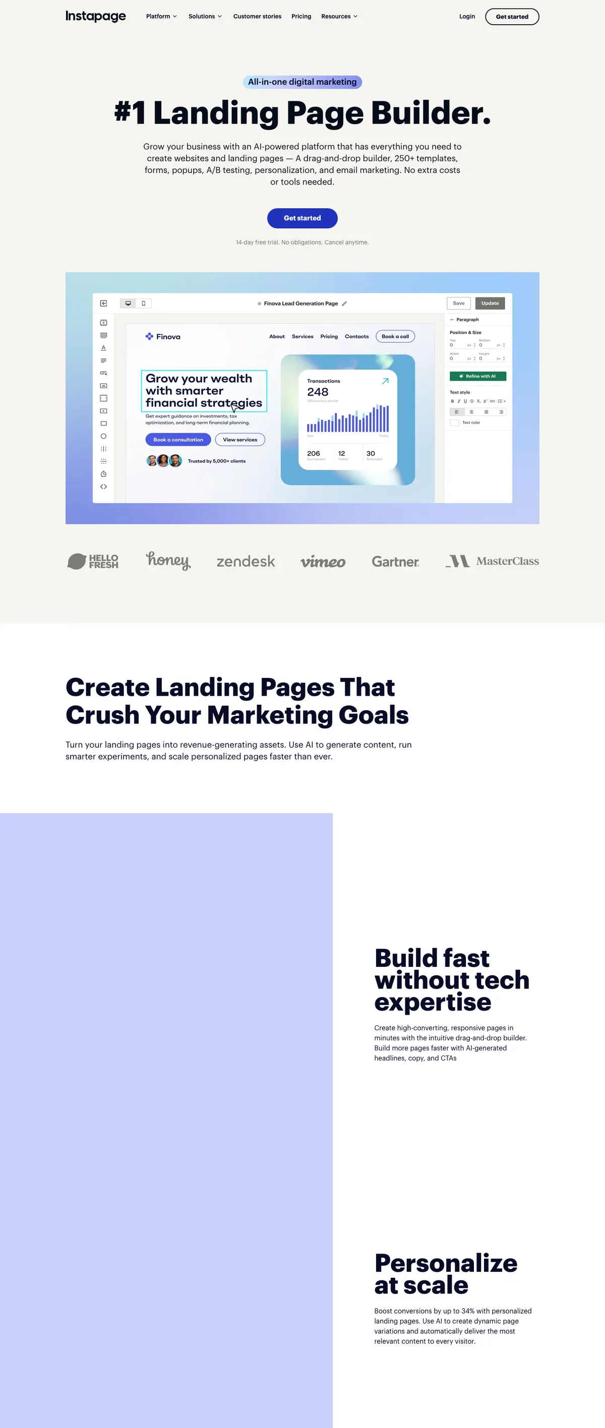 Instapage landing page