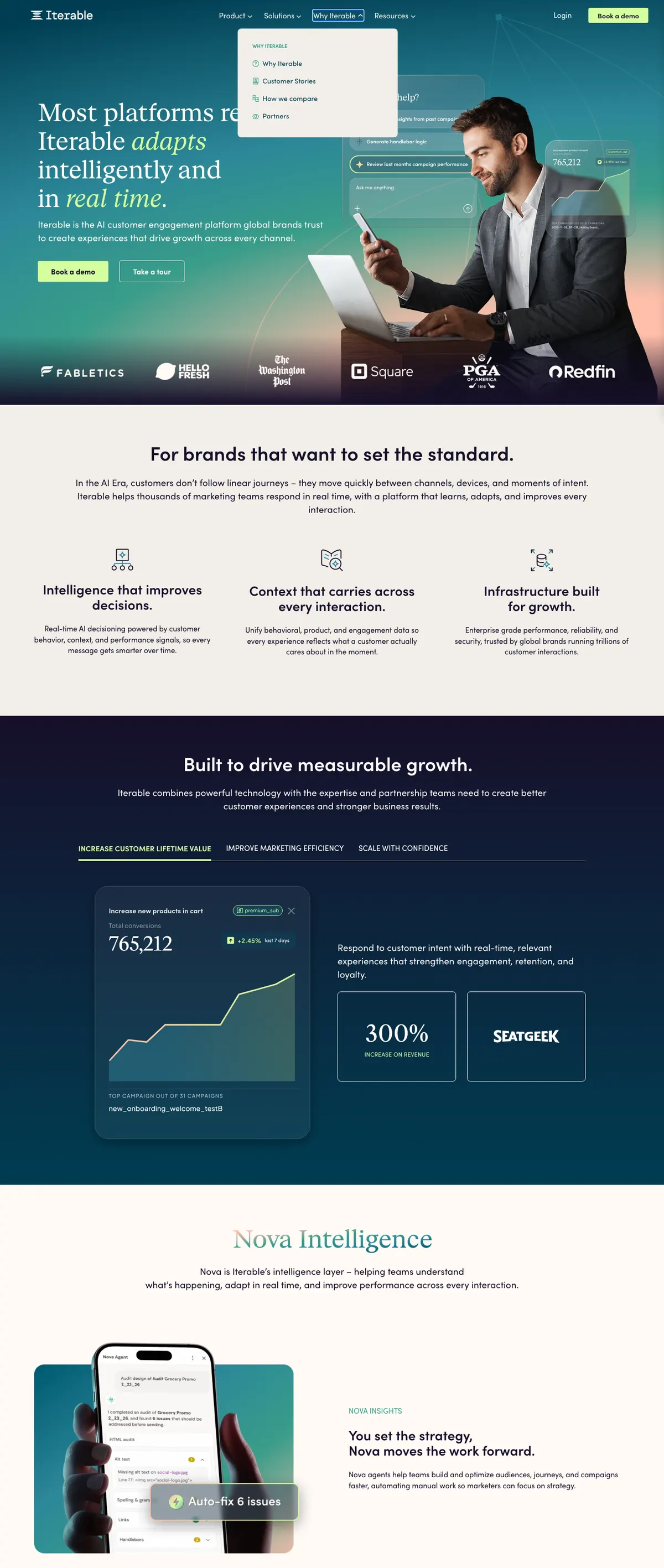 Iterable landing page