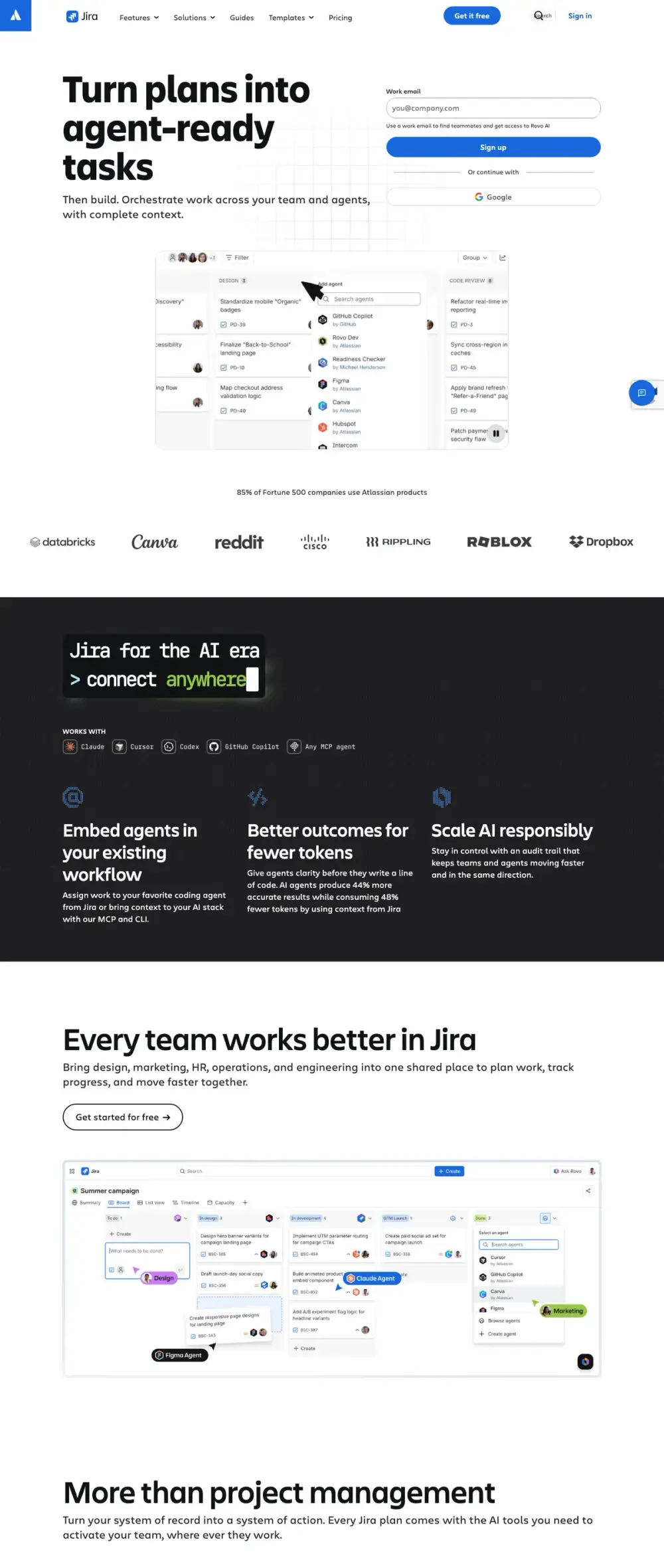Jira landing page