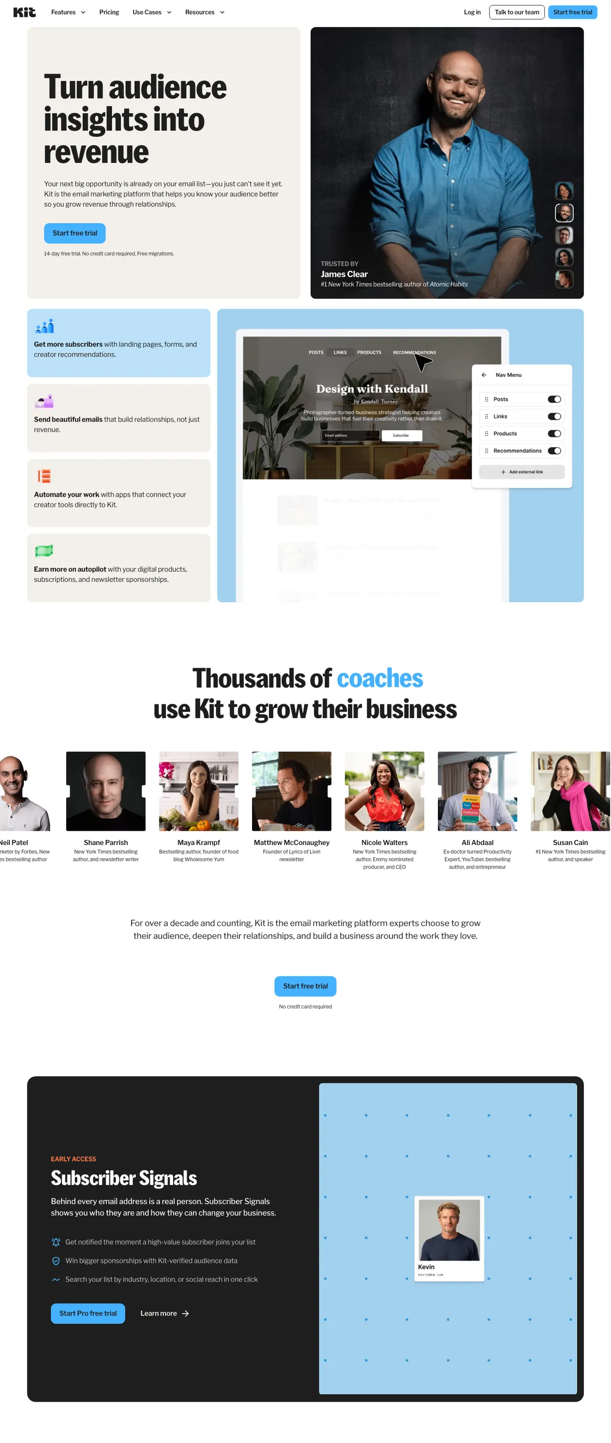 Kit landing page