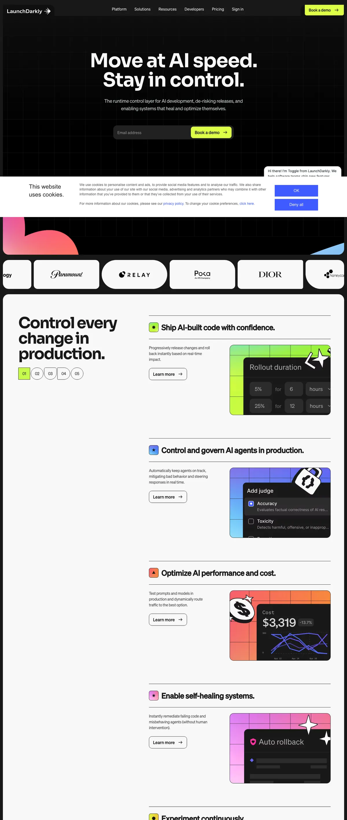 LaunchDarkly landing page