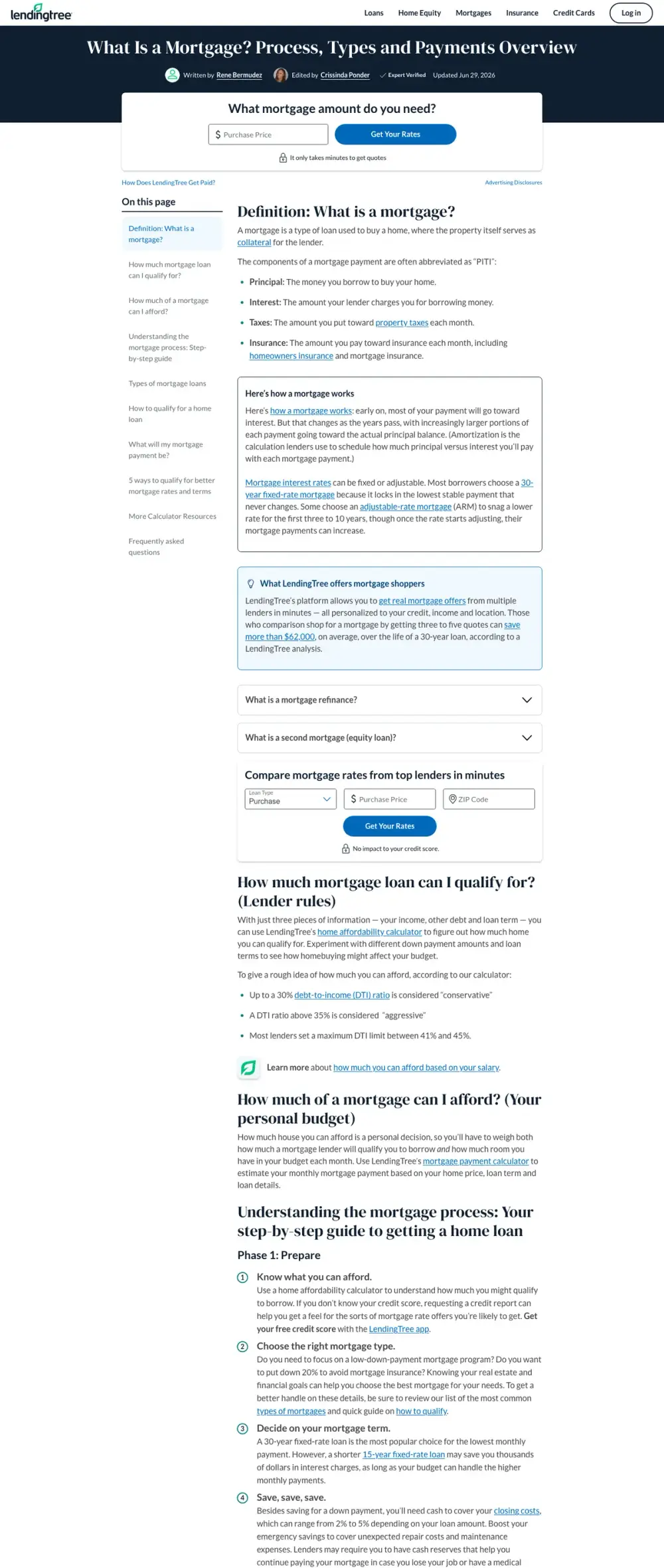 LendingTree landing page