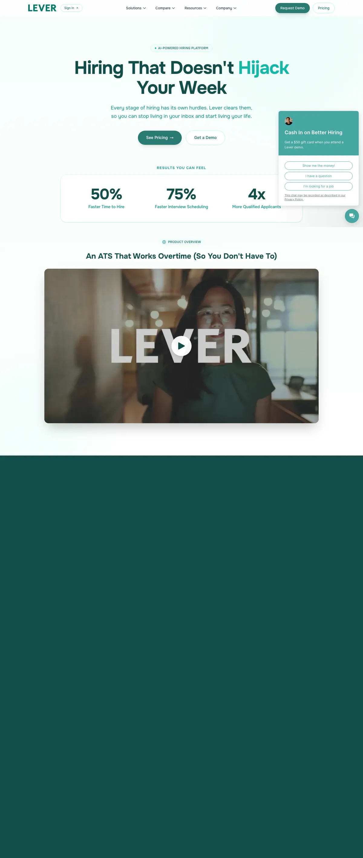 Lever landing page