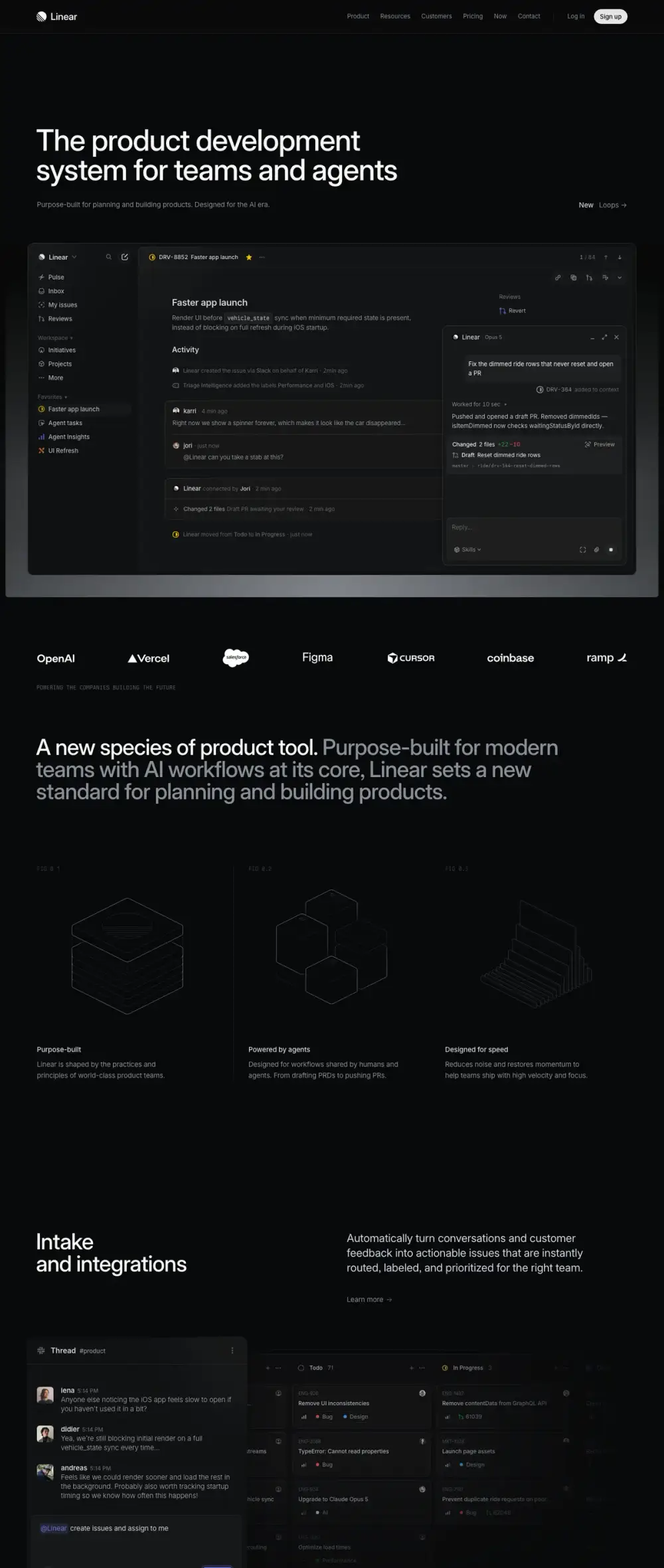 Linear landing page