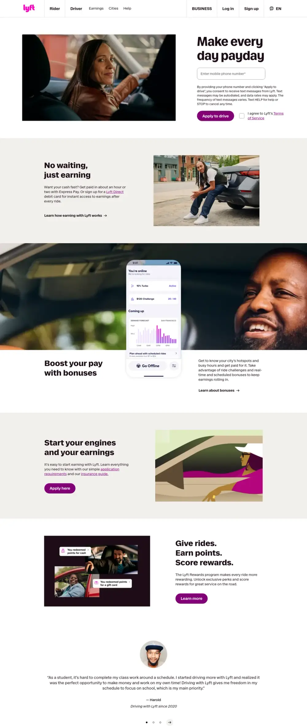 Lyft landing page