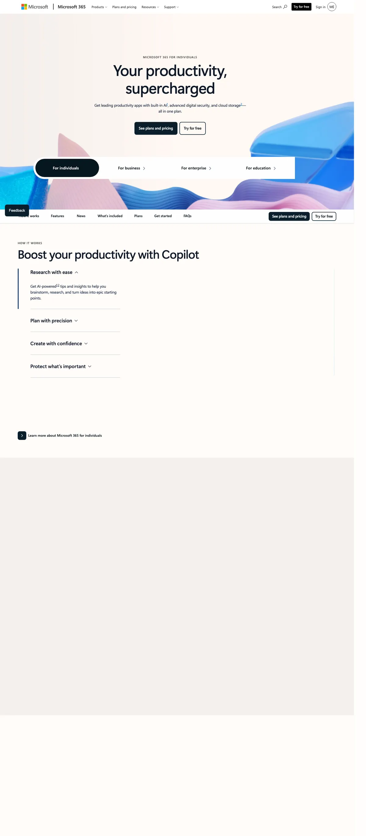 Microsoft 365 landing page