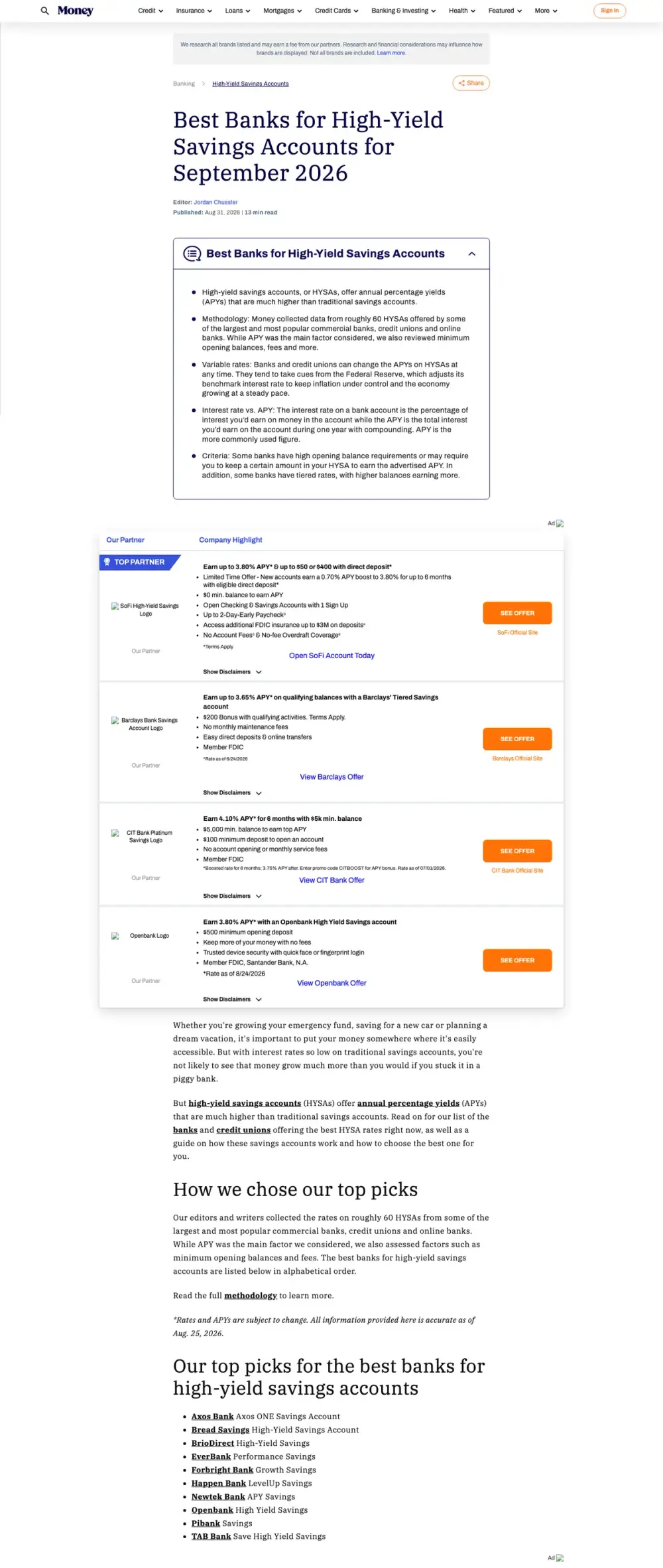 Money landing page