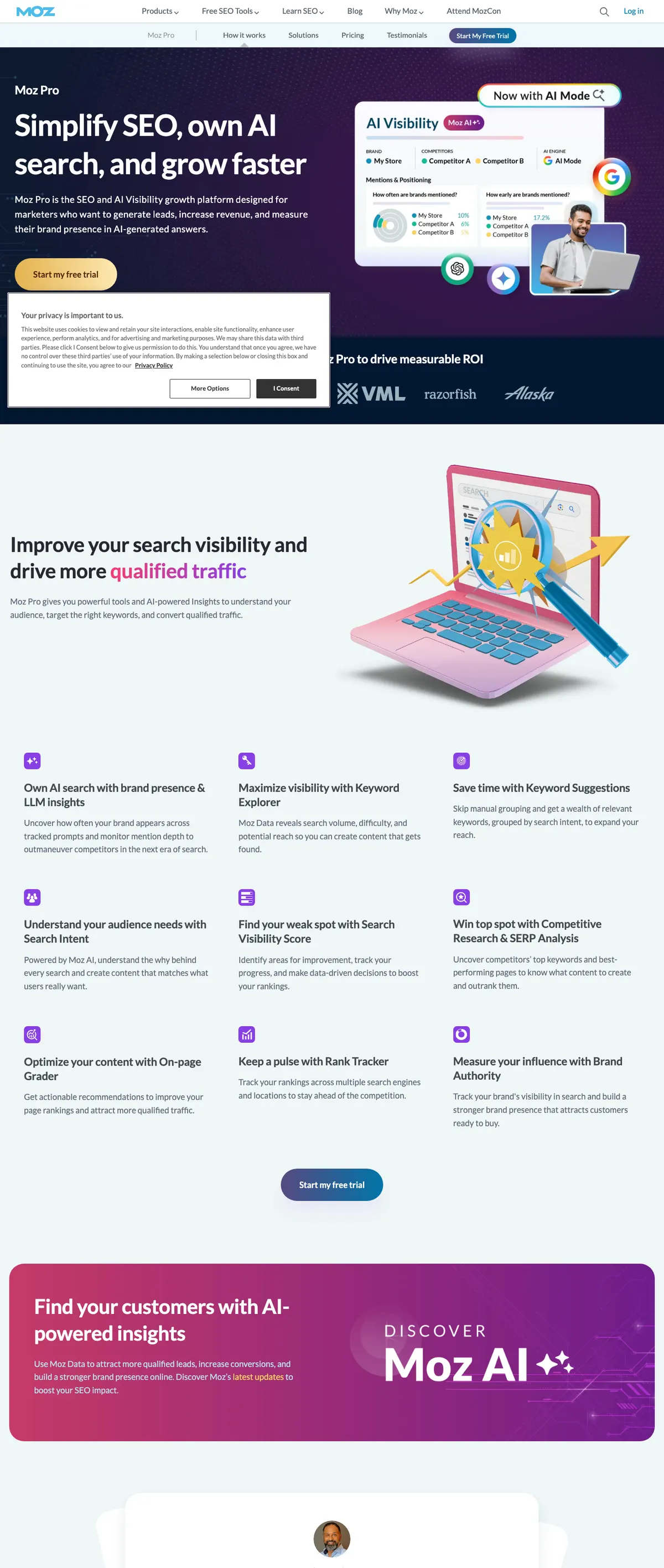 Moz Pro landing page