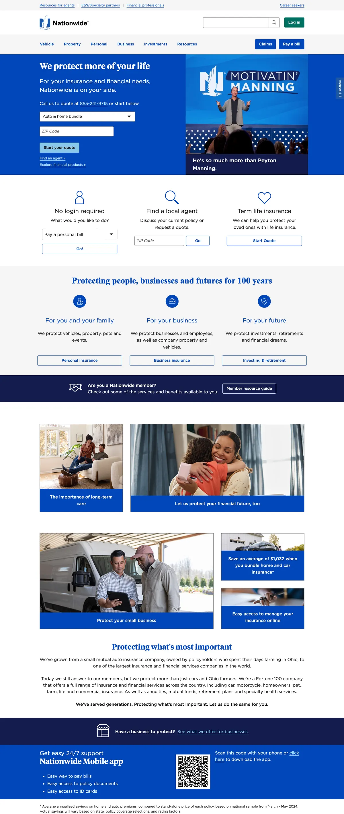 Nationwide landing page
