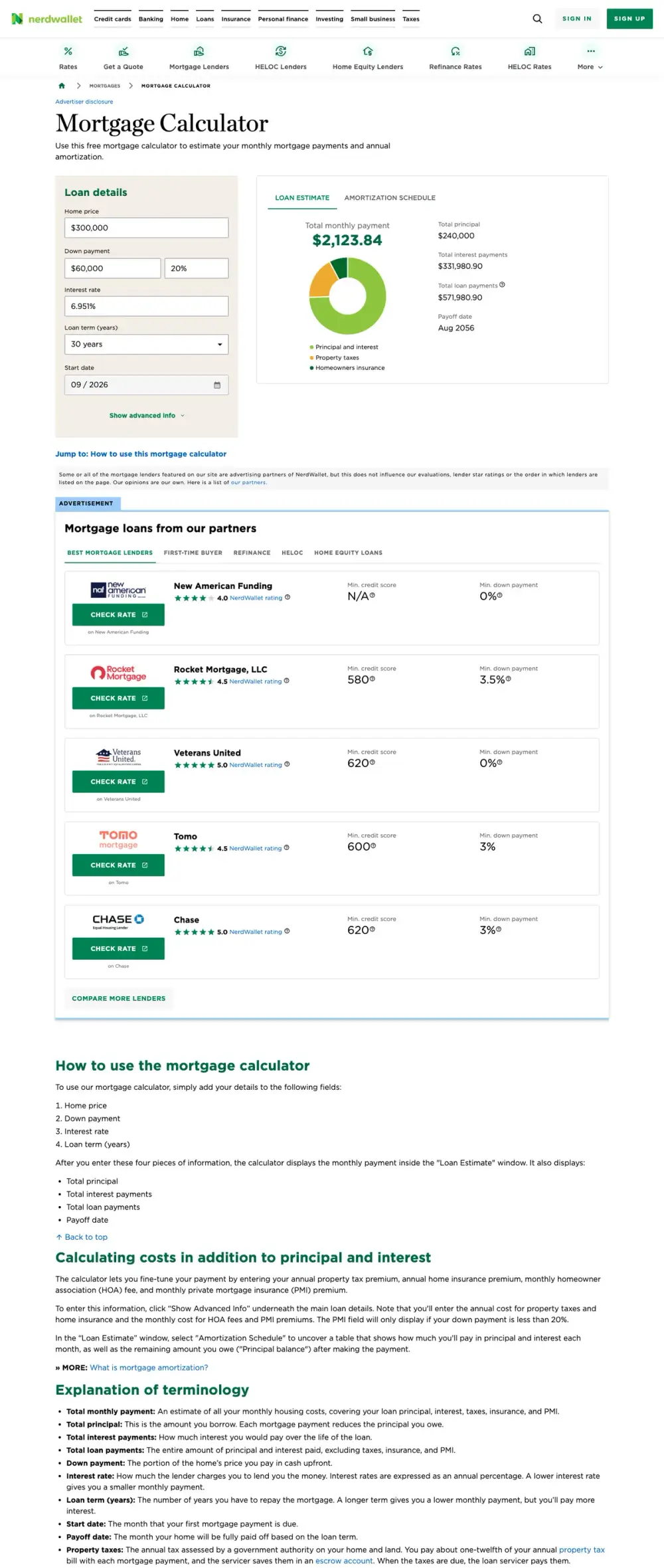 NerdWallet landing page