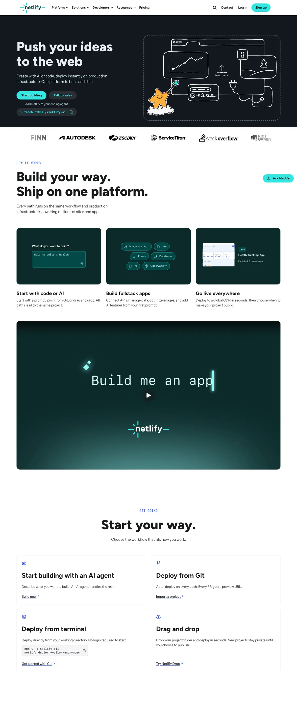 Netlify landing page