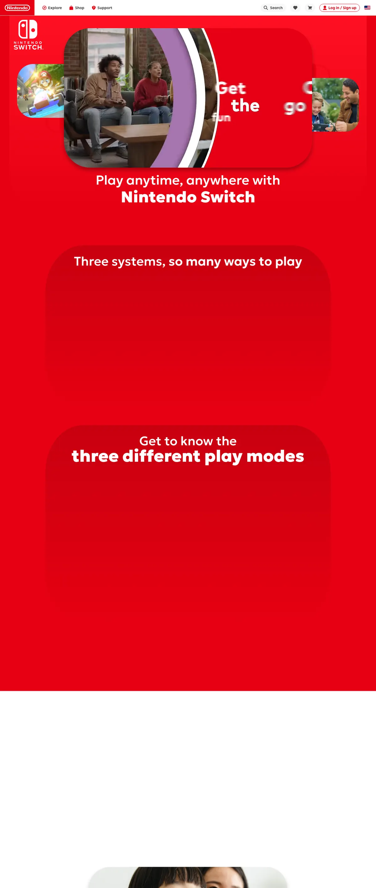 Nintendo Switch landing page