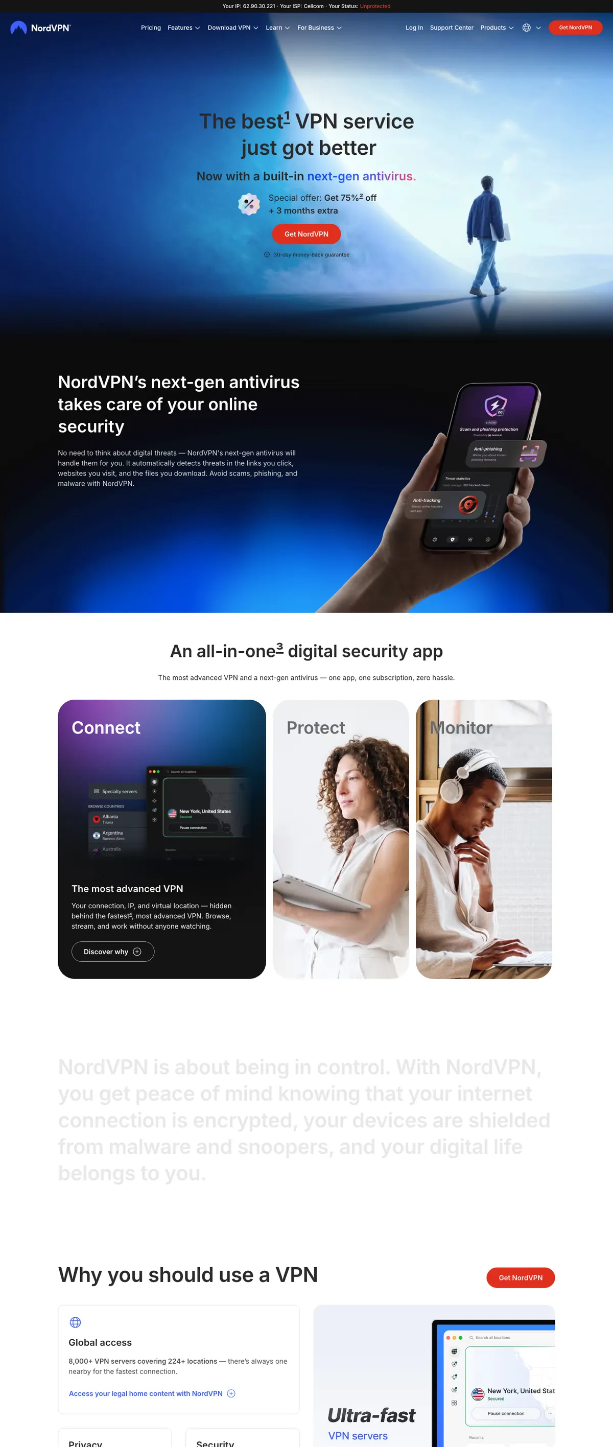 NordVPN landing page