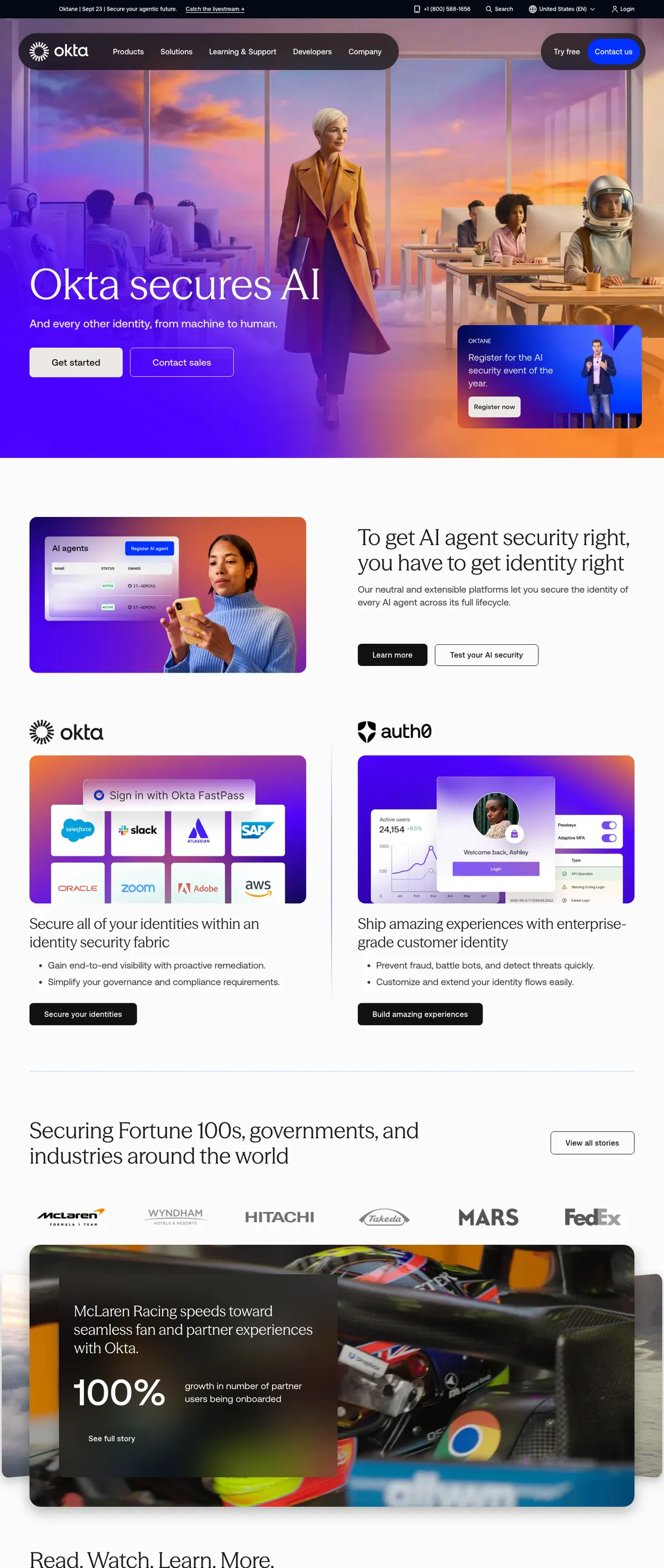 Okta landing page