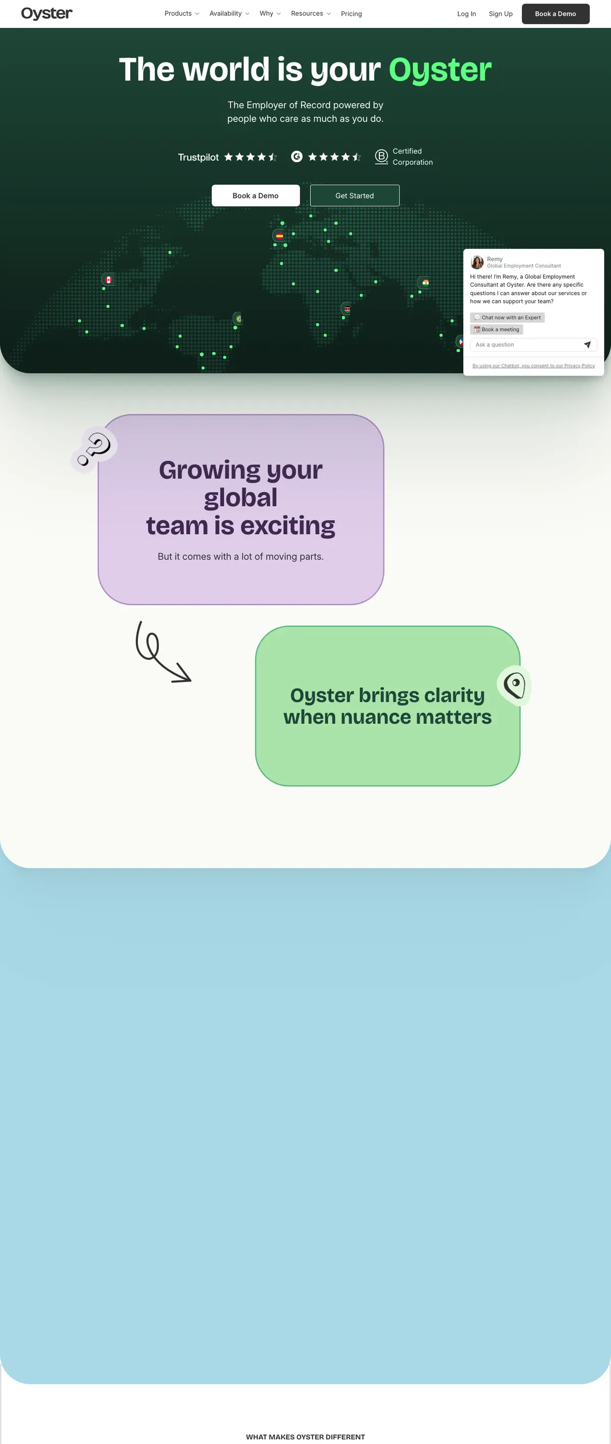 Oyster landing page