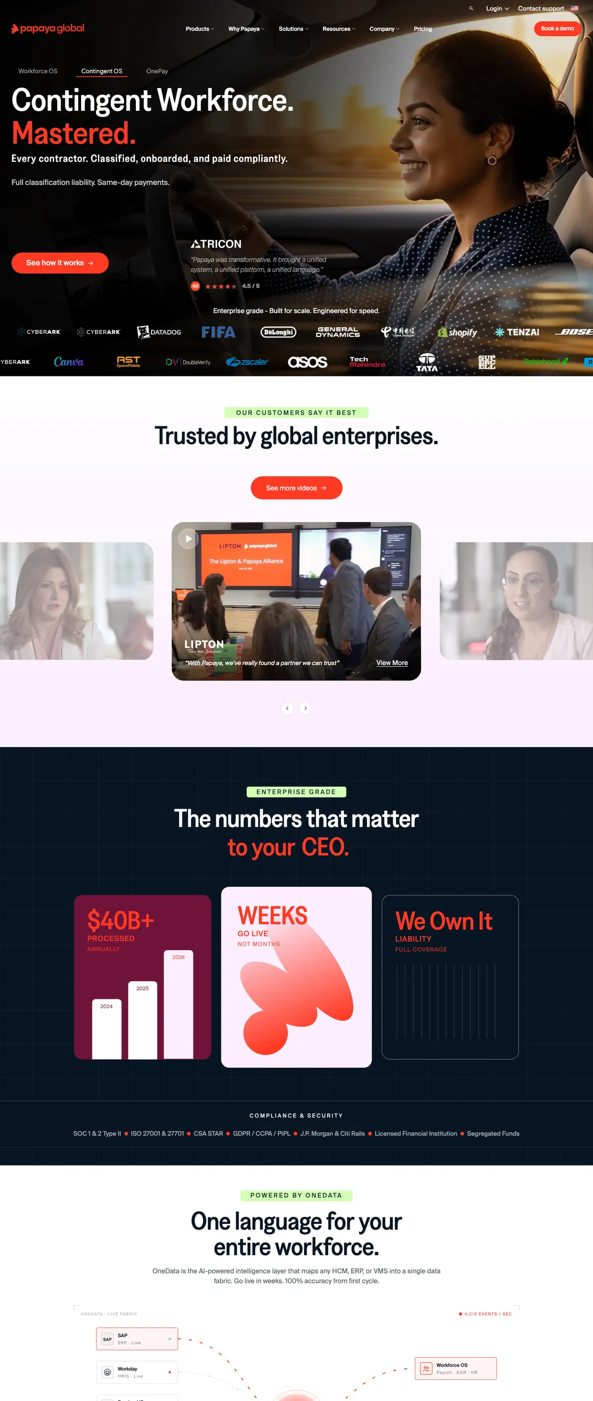 Papaya Global landing page