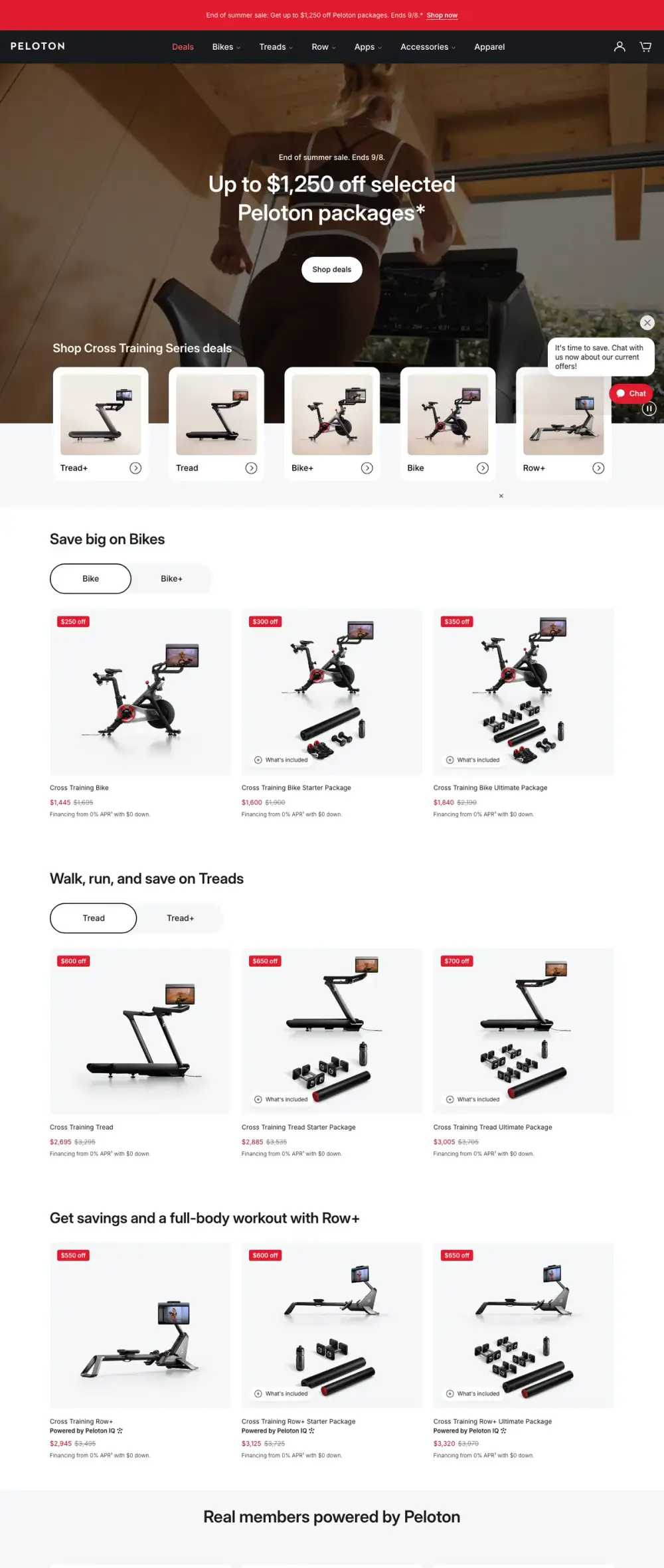 Peloton landing page