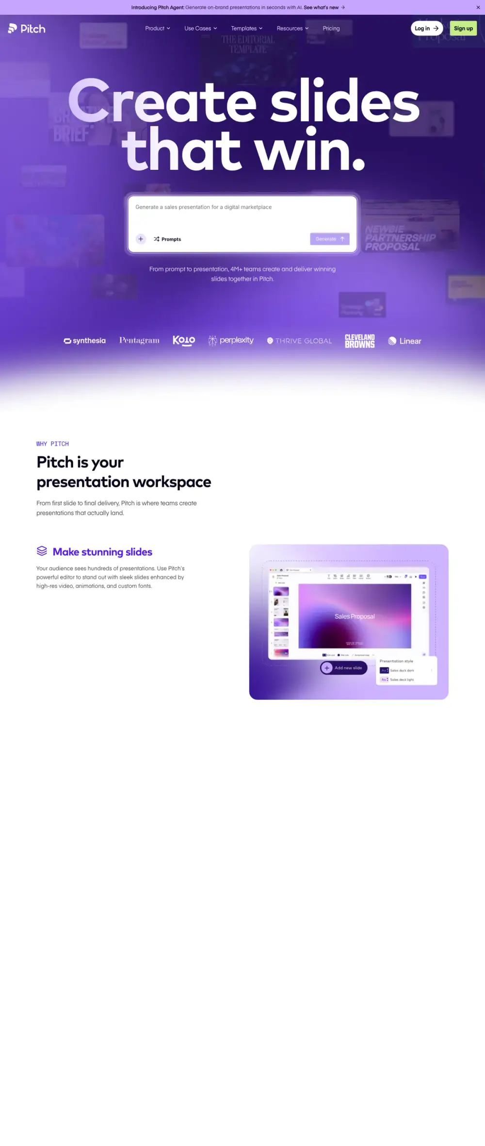Pitch landing page