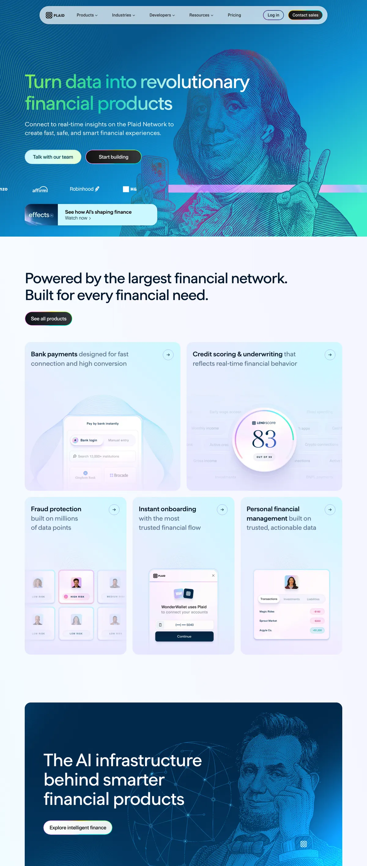 Plaid landing page