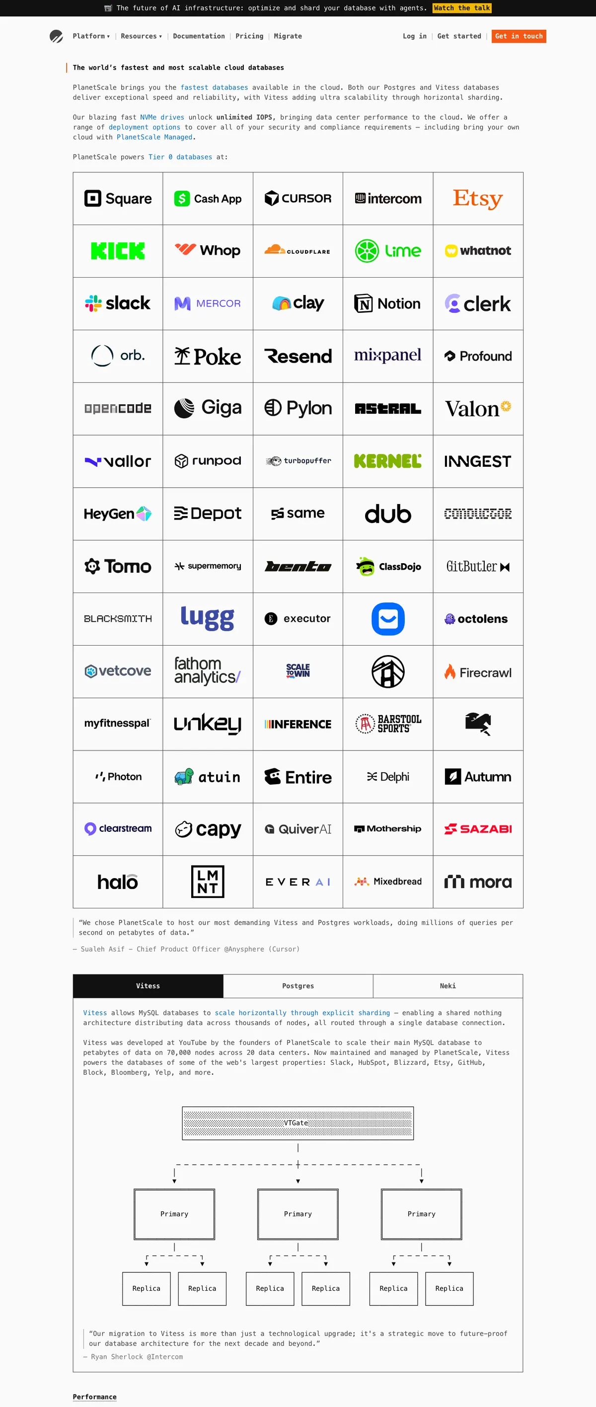 PlanetScale landing page