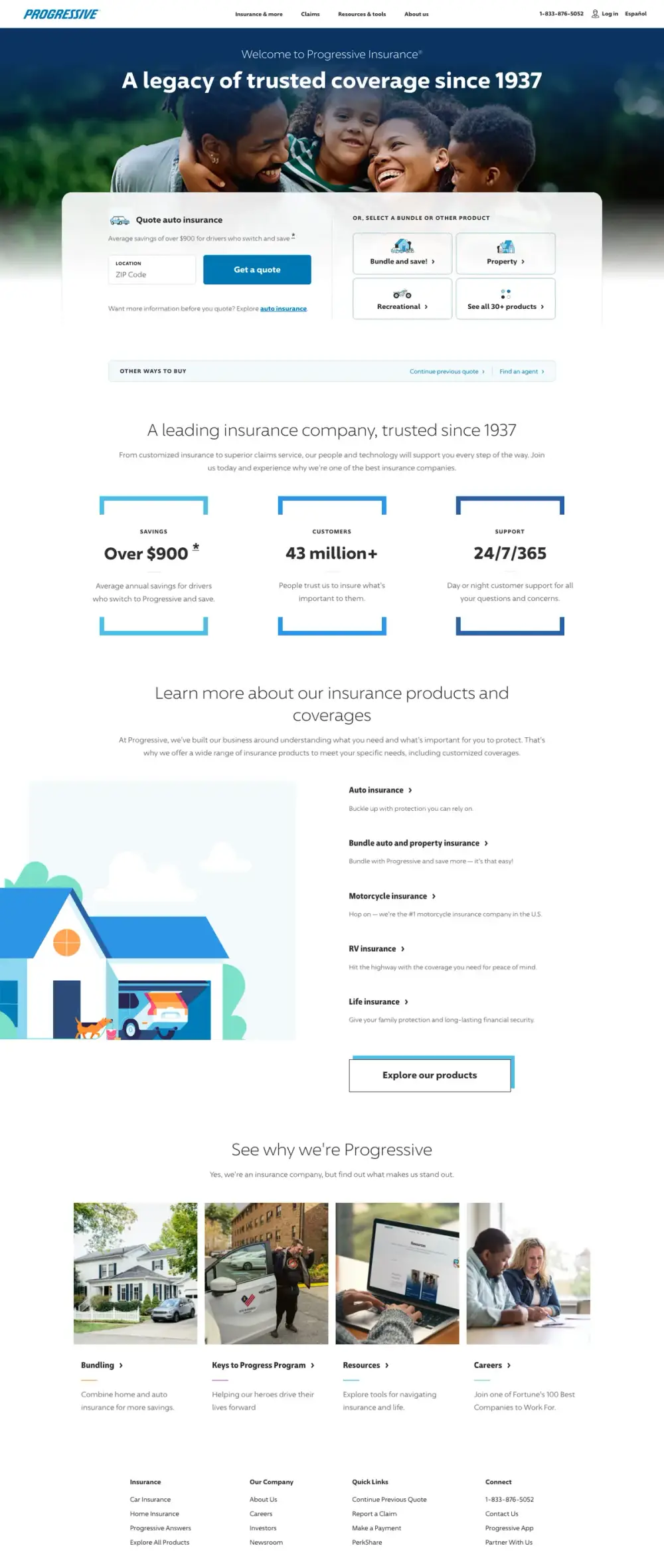 Progressive landing page