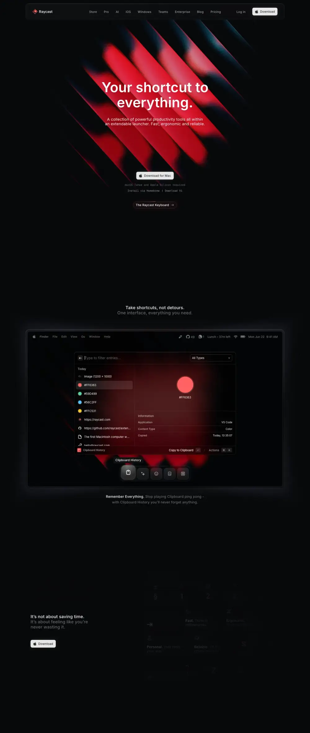 Raycast landing page