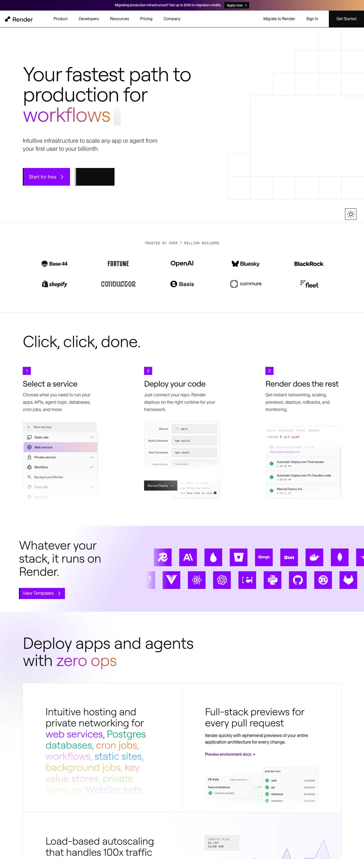 Render landing page