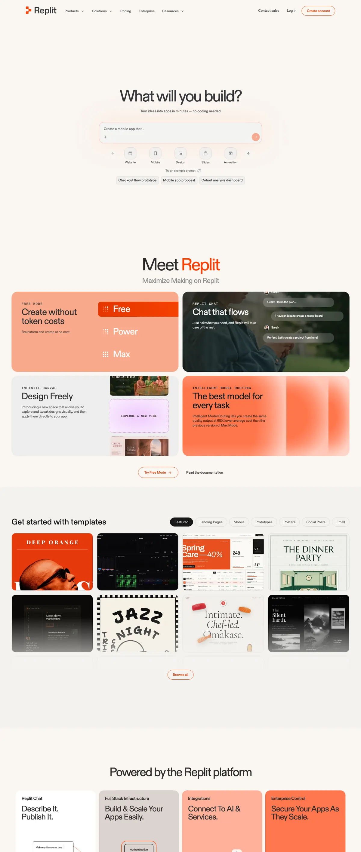 Replit landing page