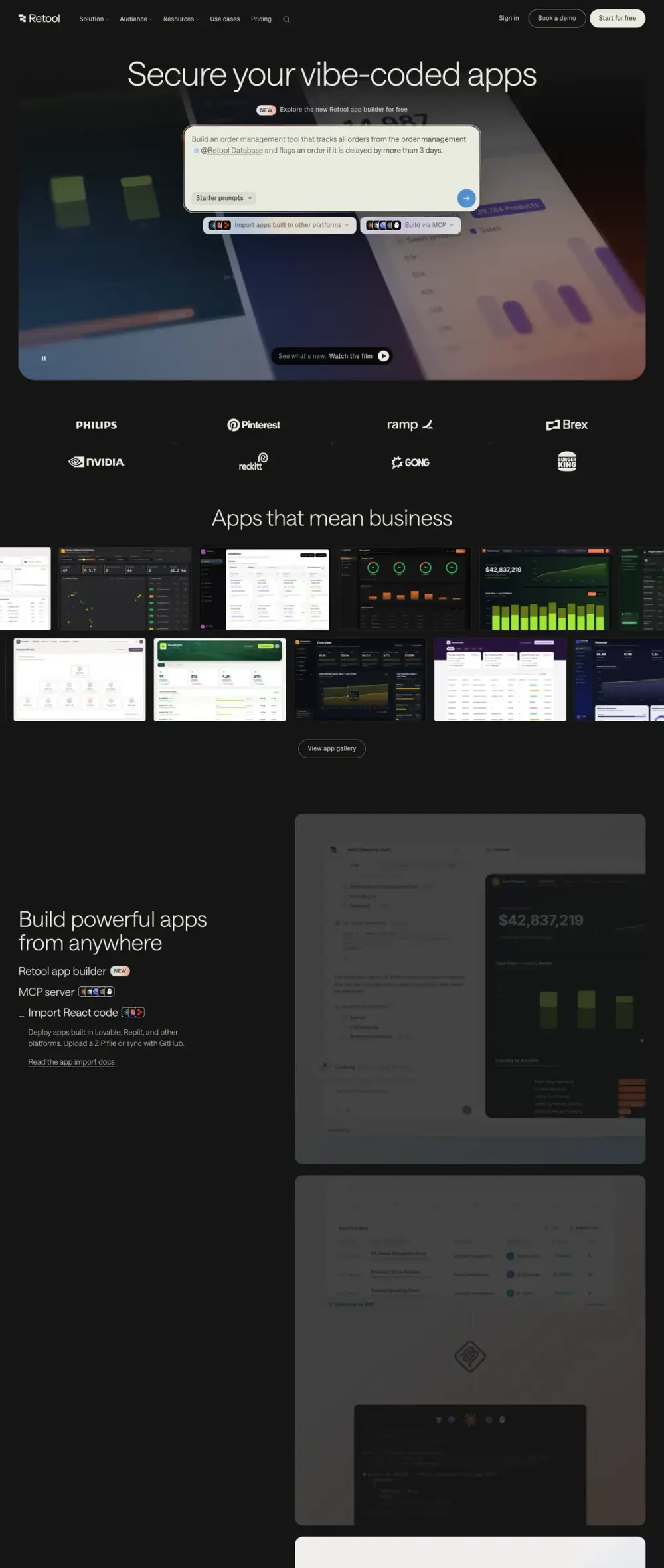Retool landing page