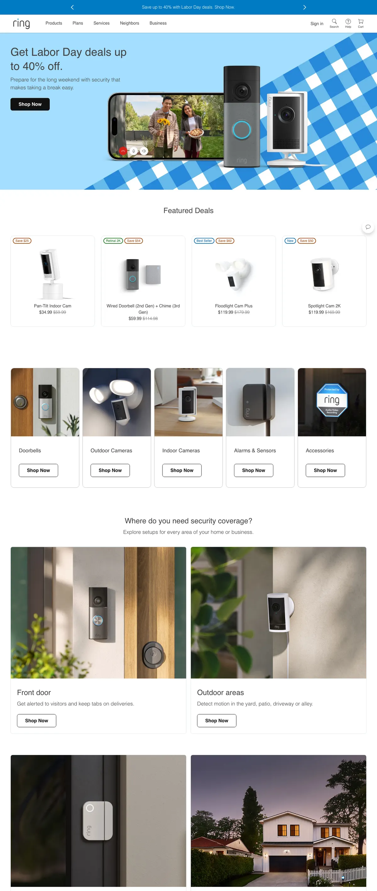 Ring landing page
