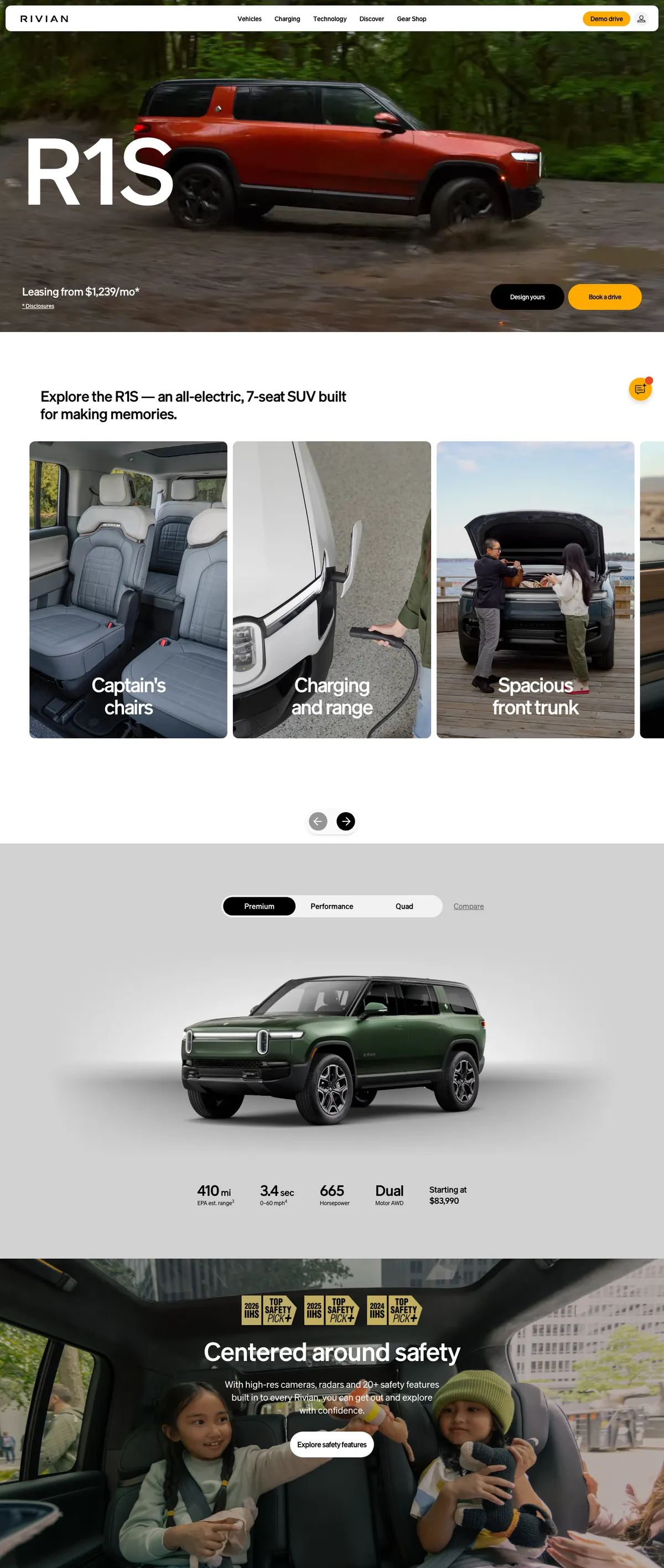 Rivian R1S landing page