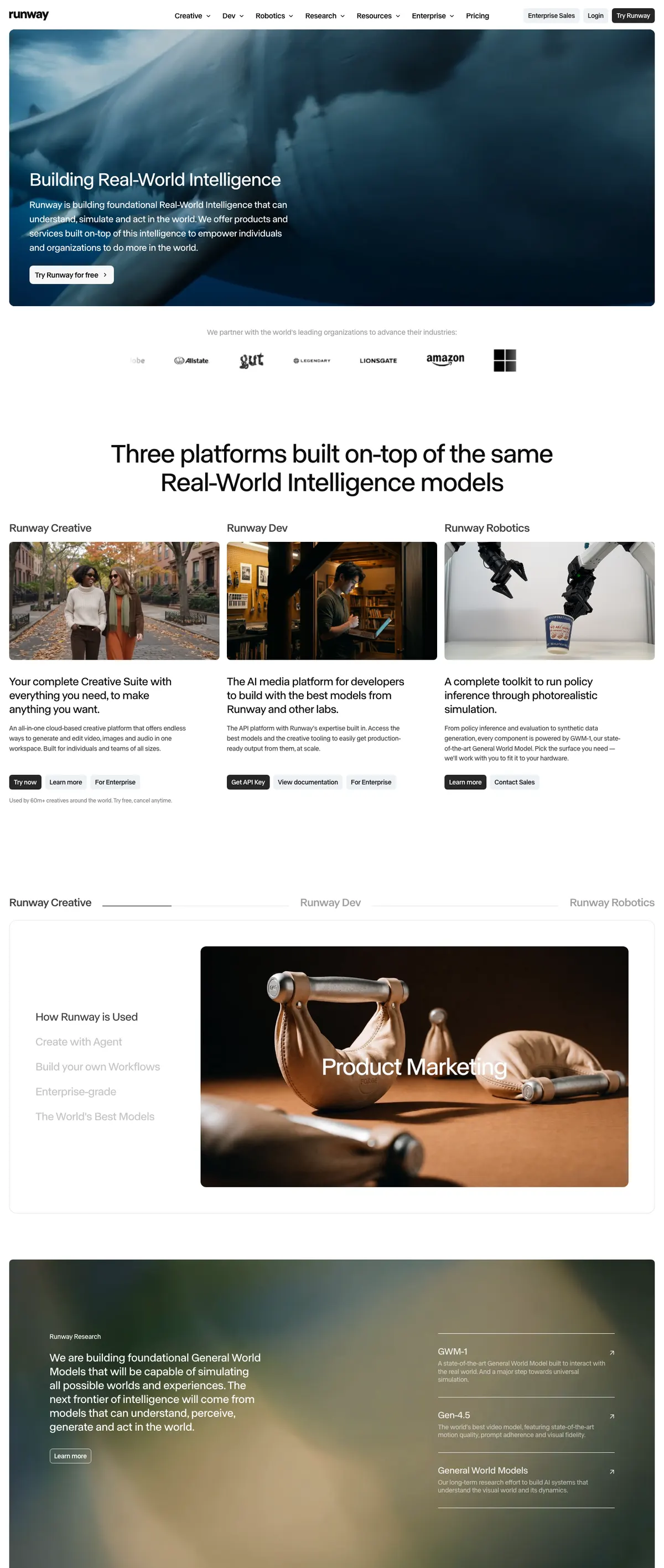 Runway landing page