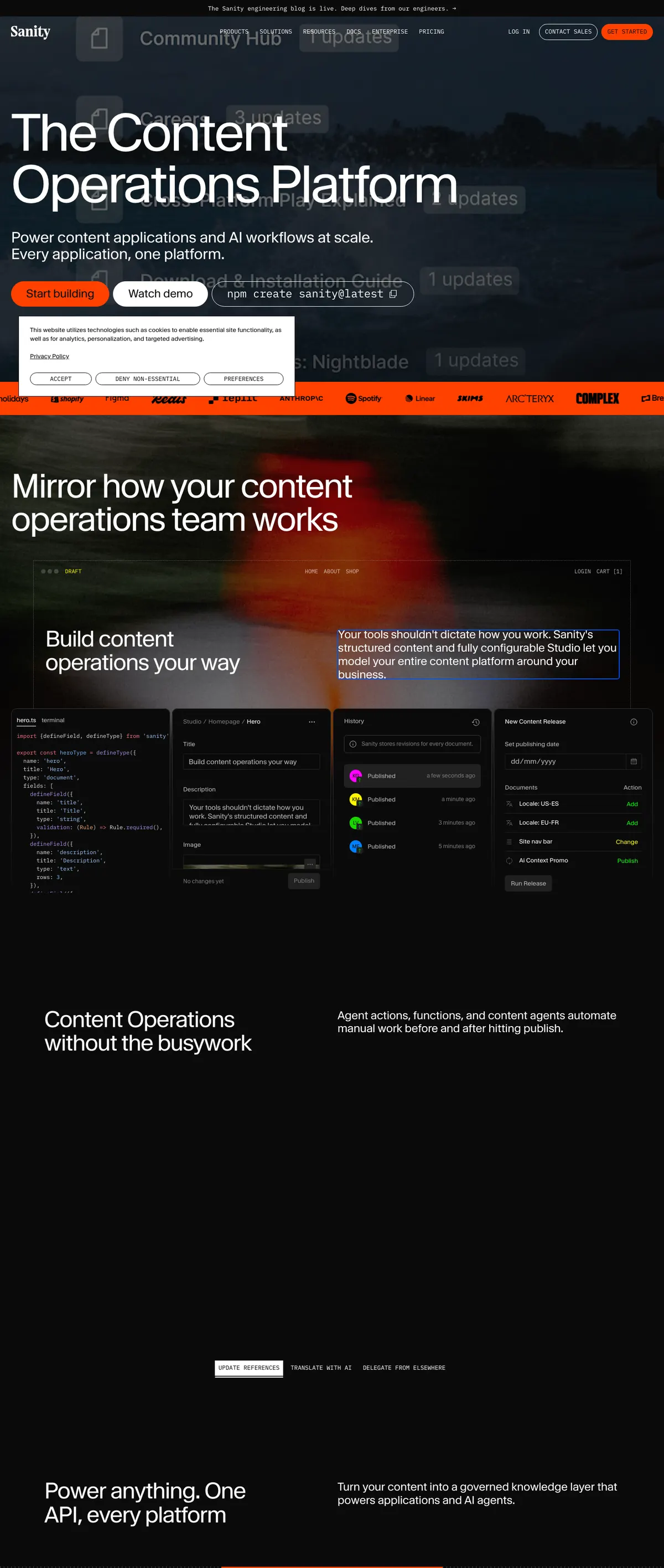 Sanity landing page