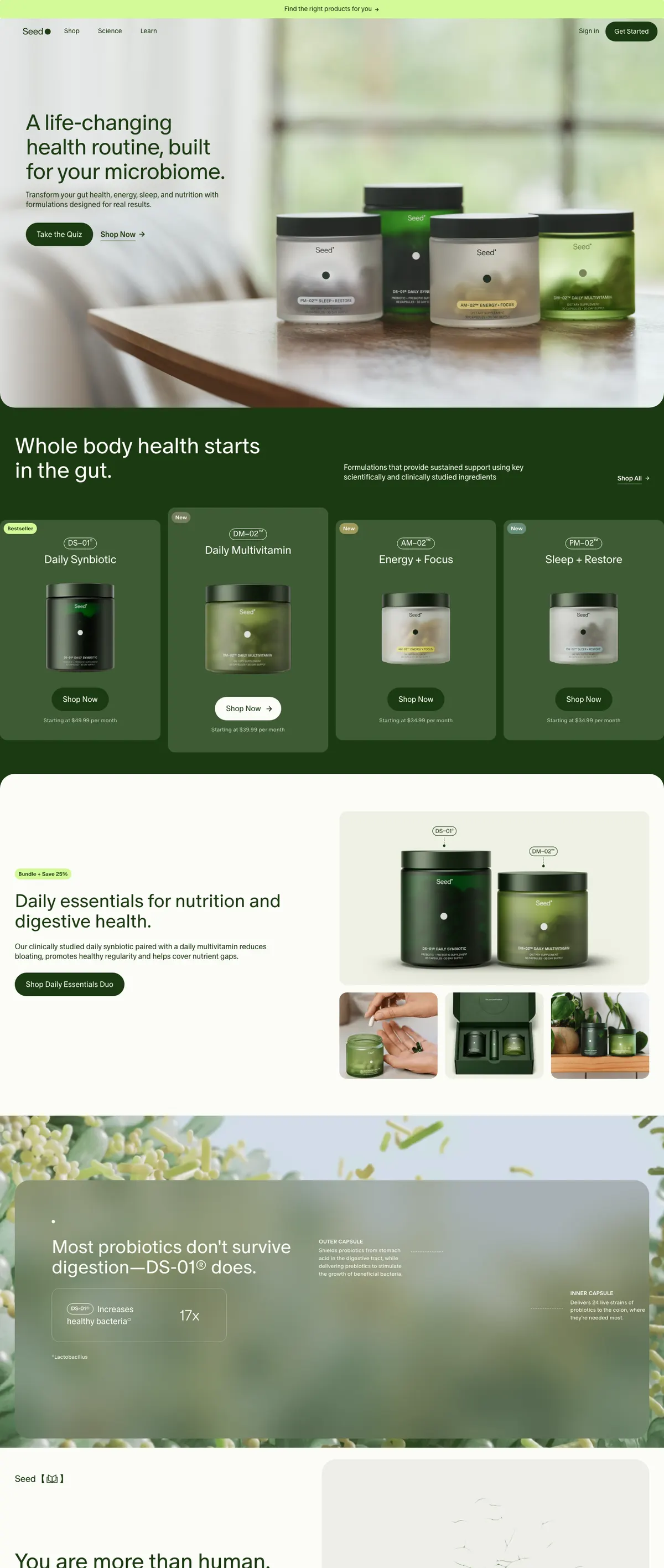 Seed landing page