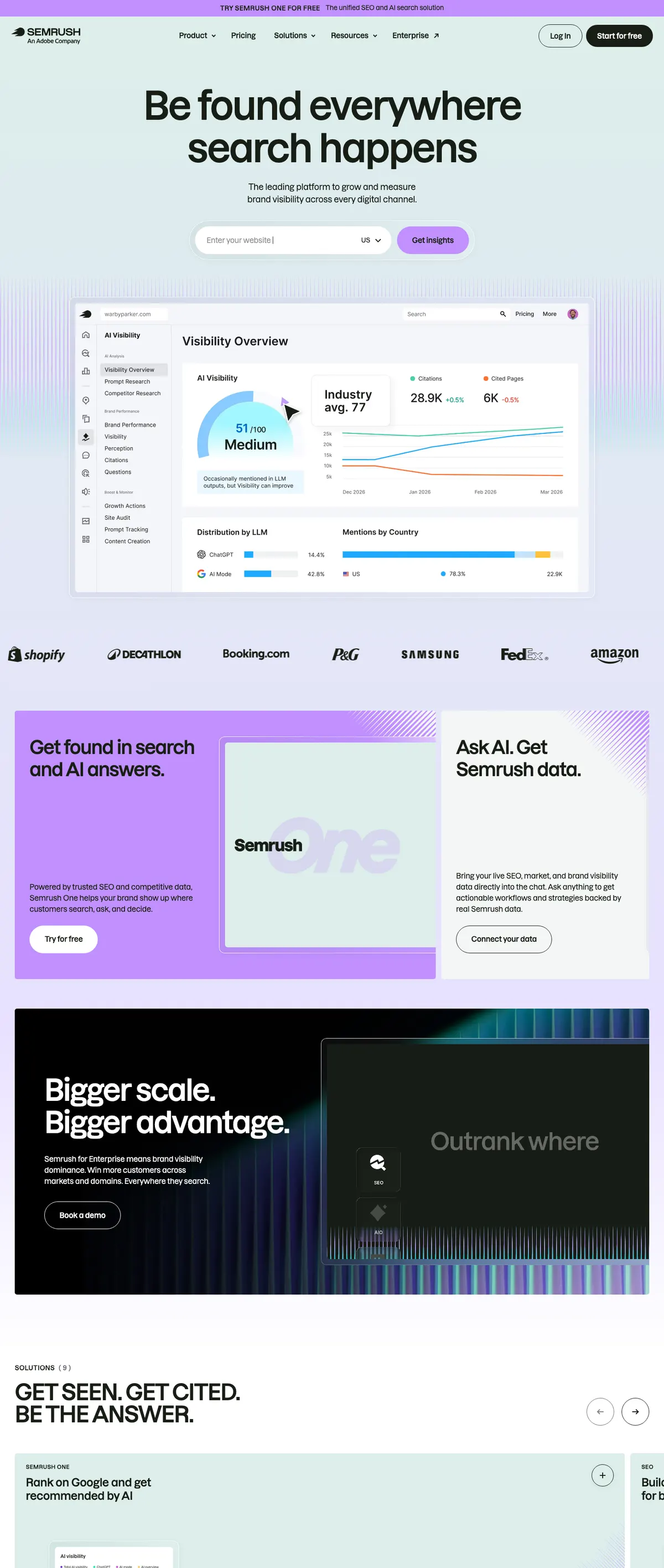 Semrush landing page