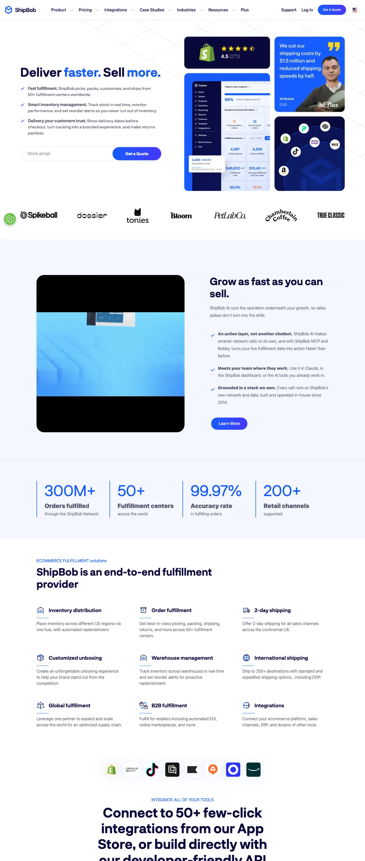 ShipBob landing page