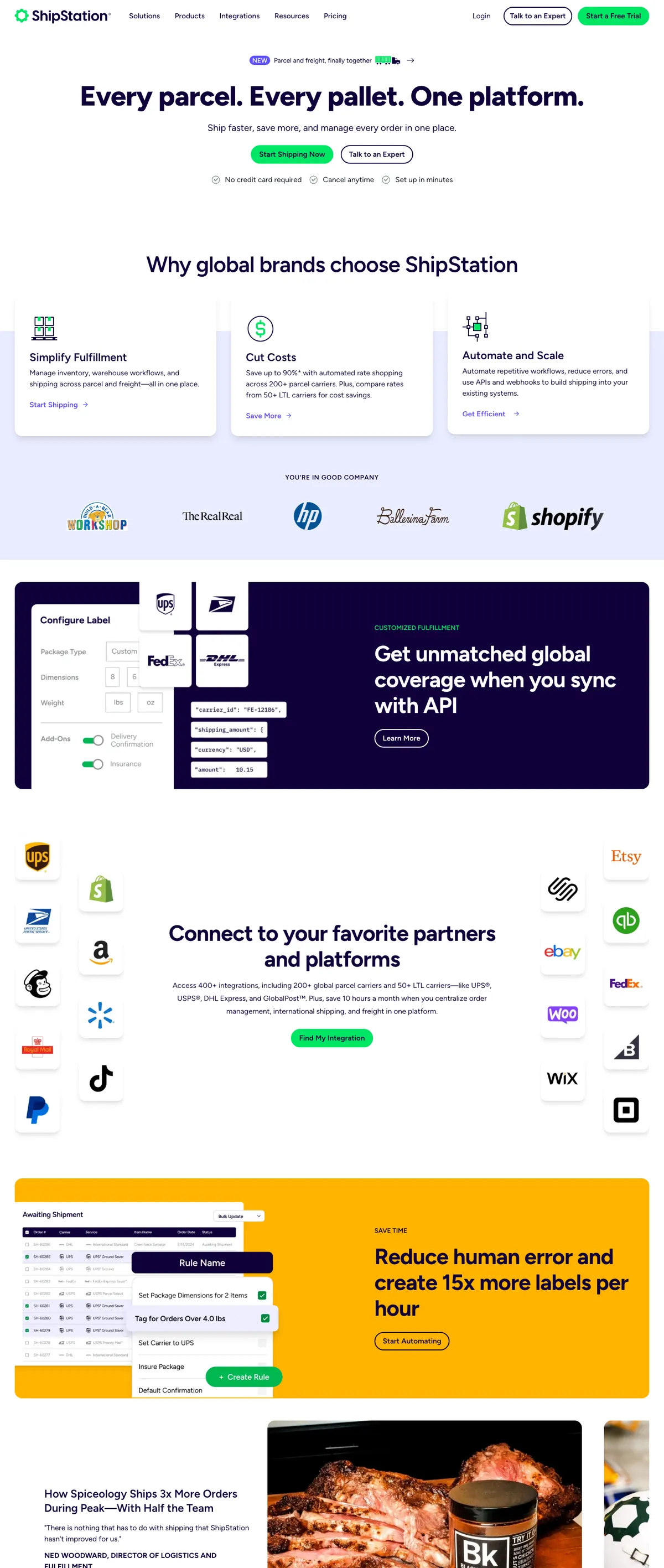 ShipStation landing page