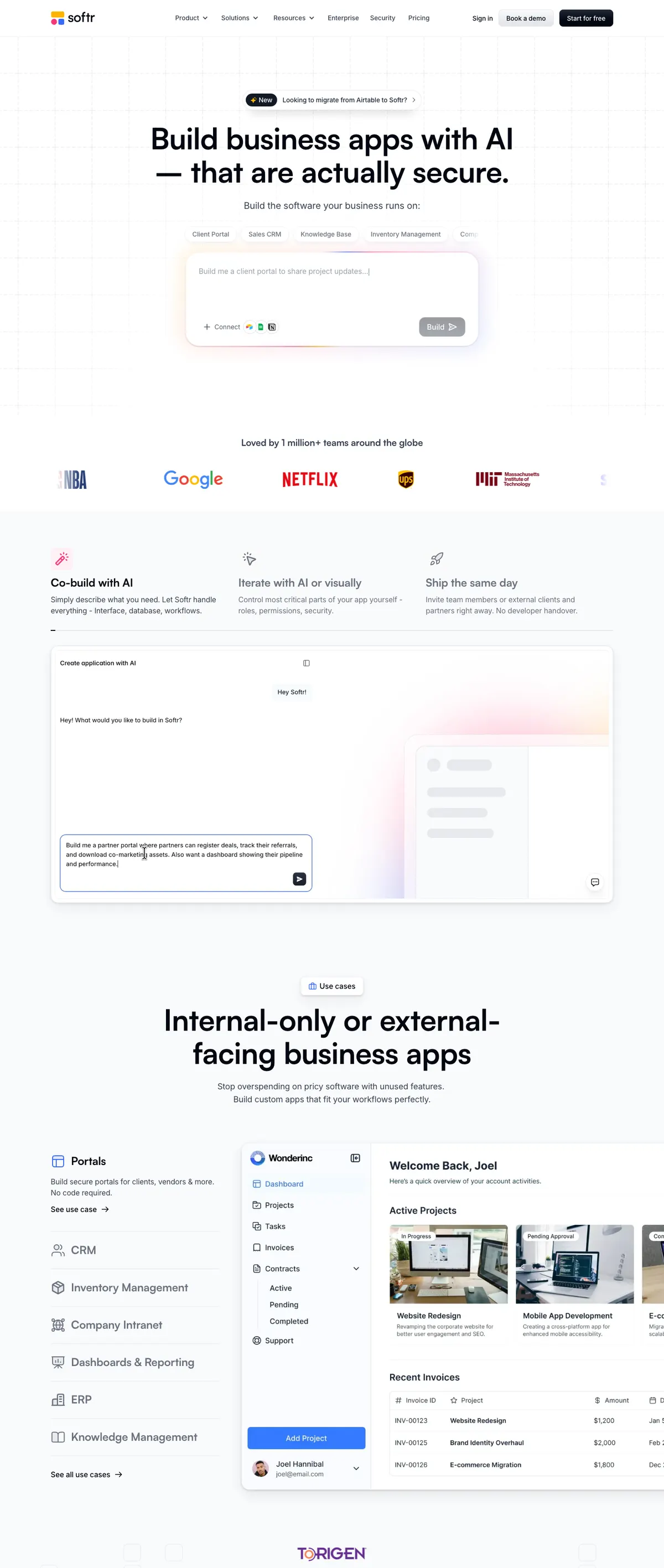 Softr landing page