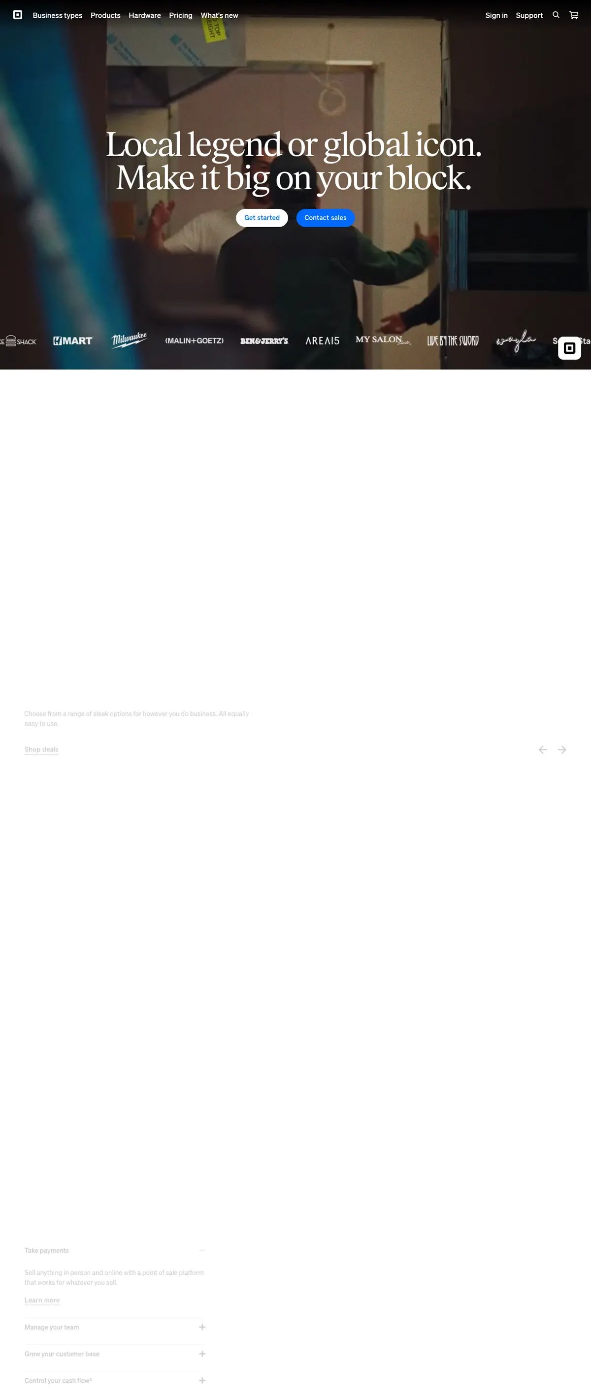 Square landing page