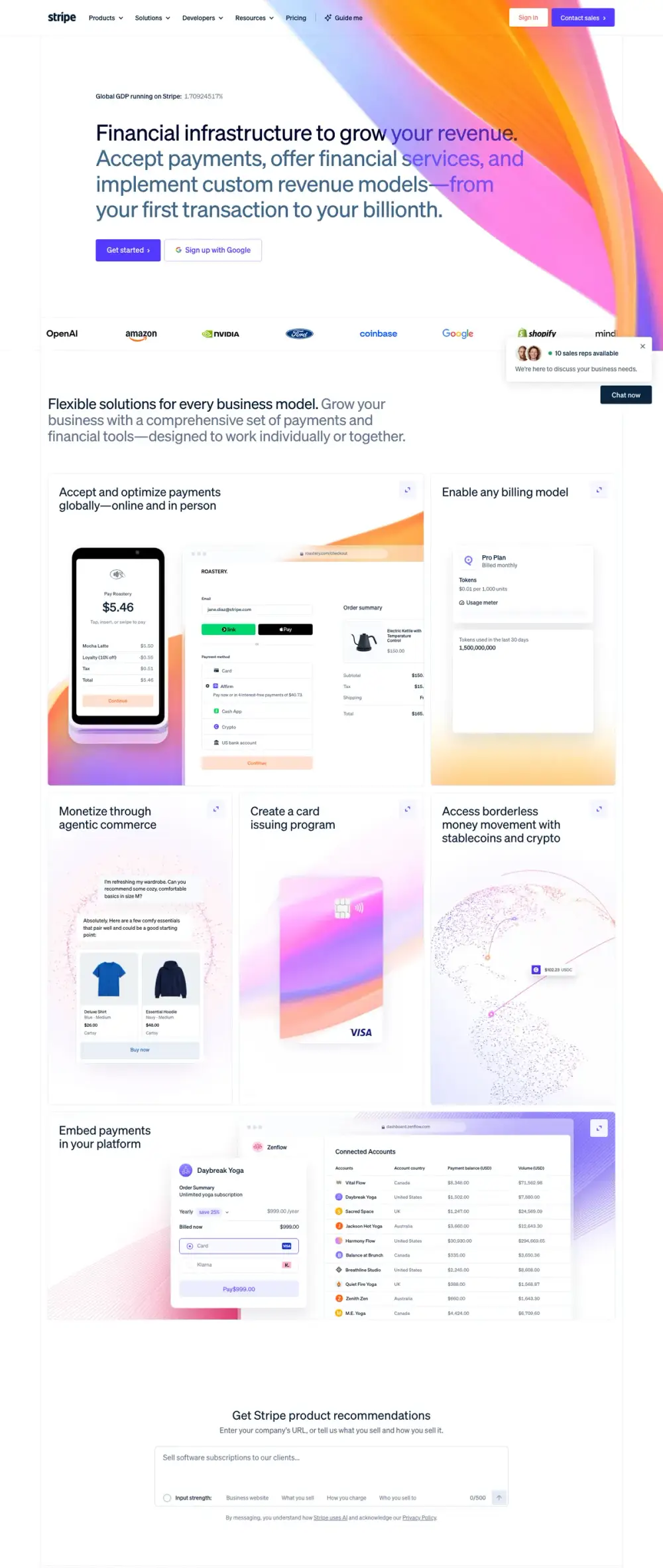 Stripe landing page
