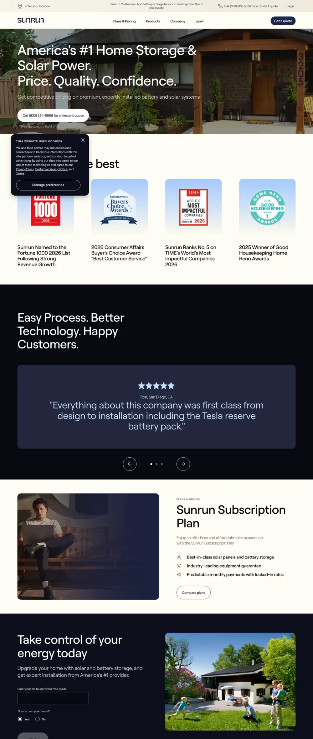 Sunrun landing page