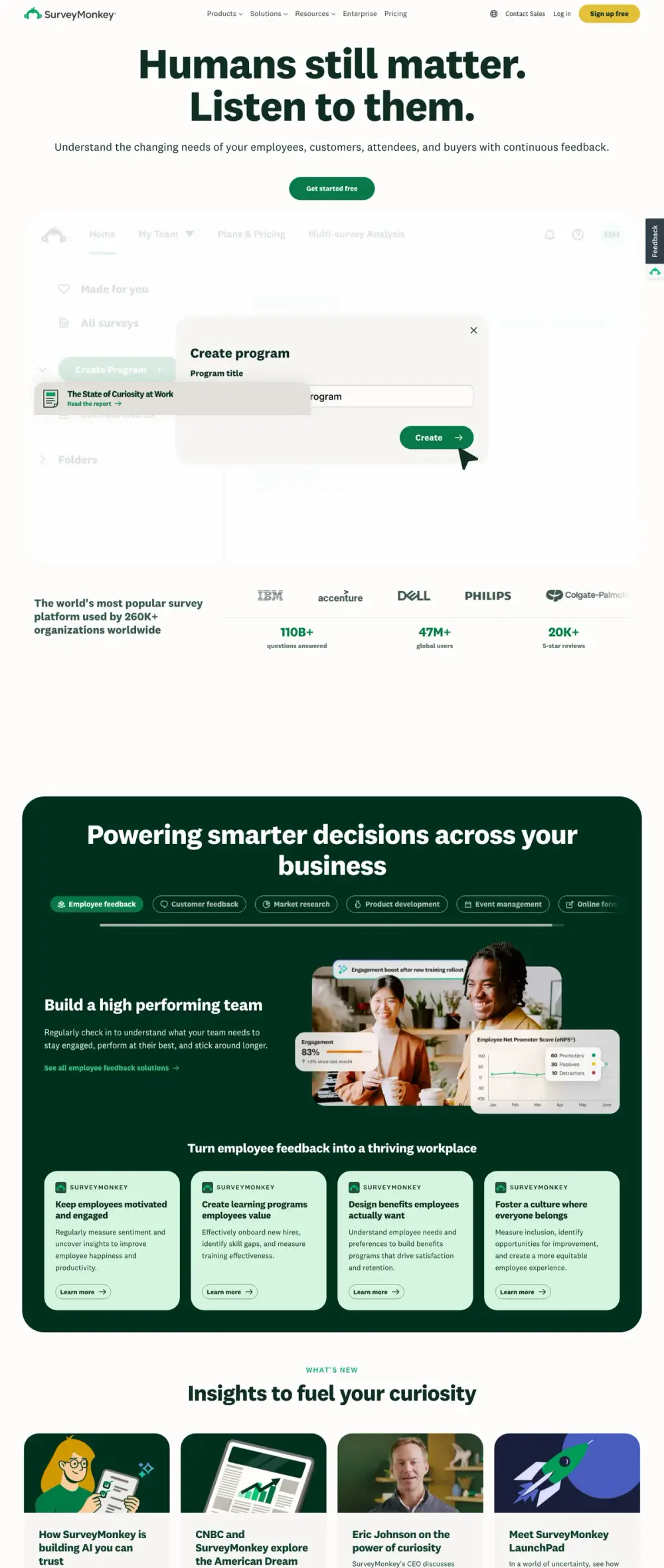 SurveyMonkey landing page