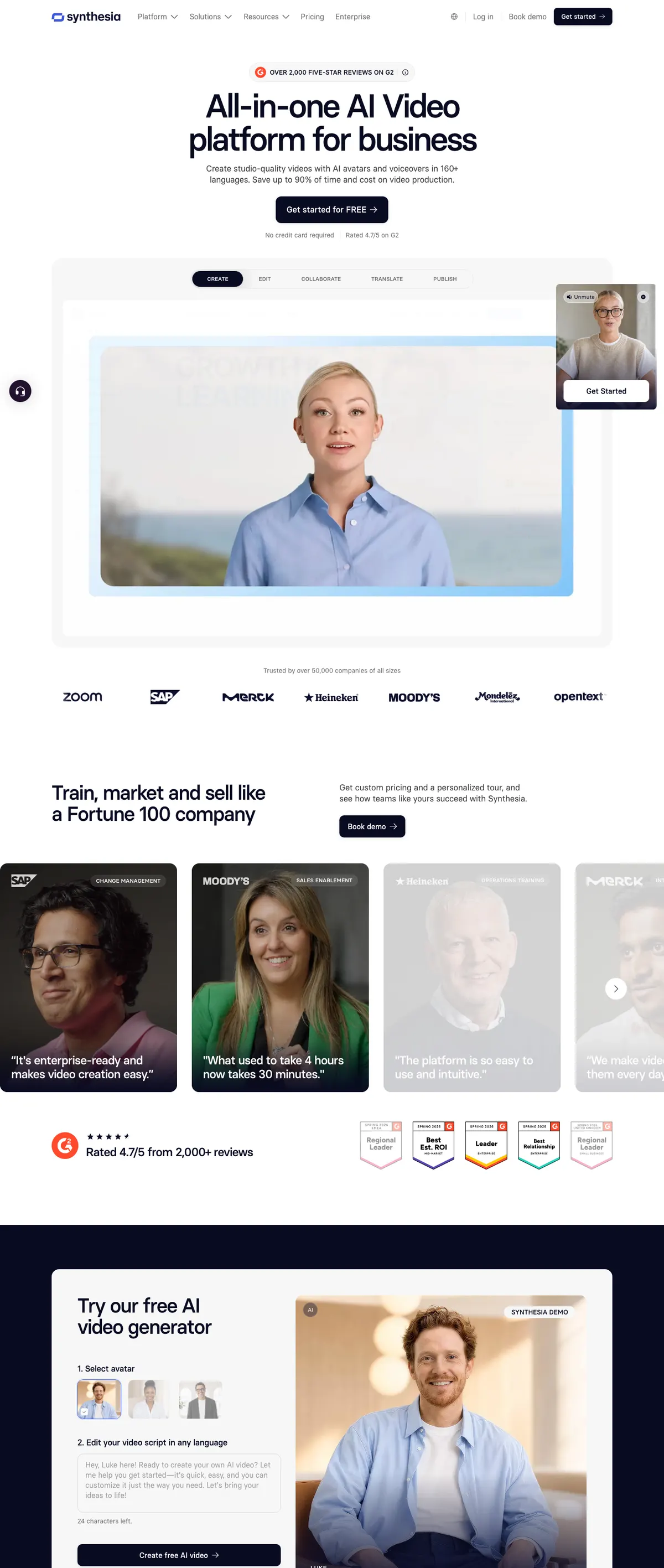 Synthesia landing page