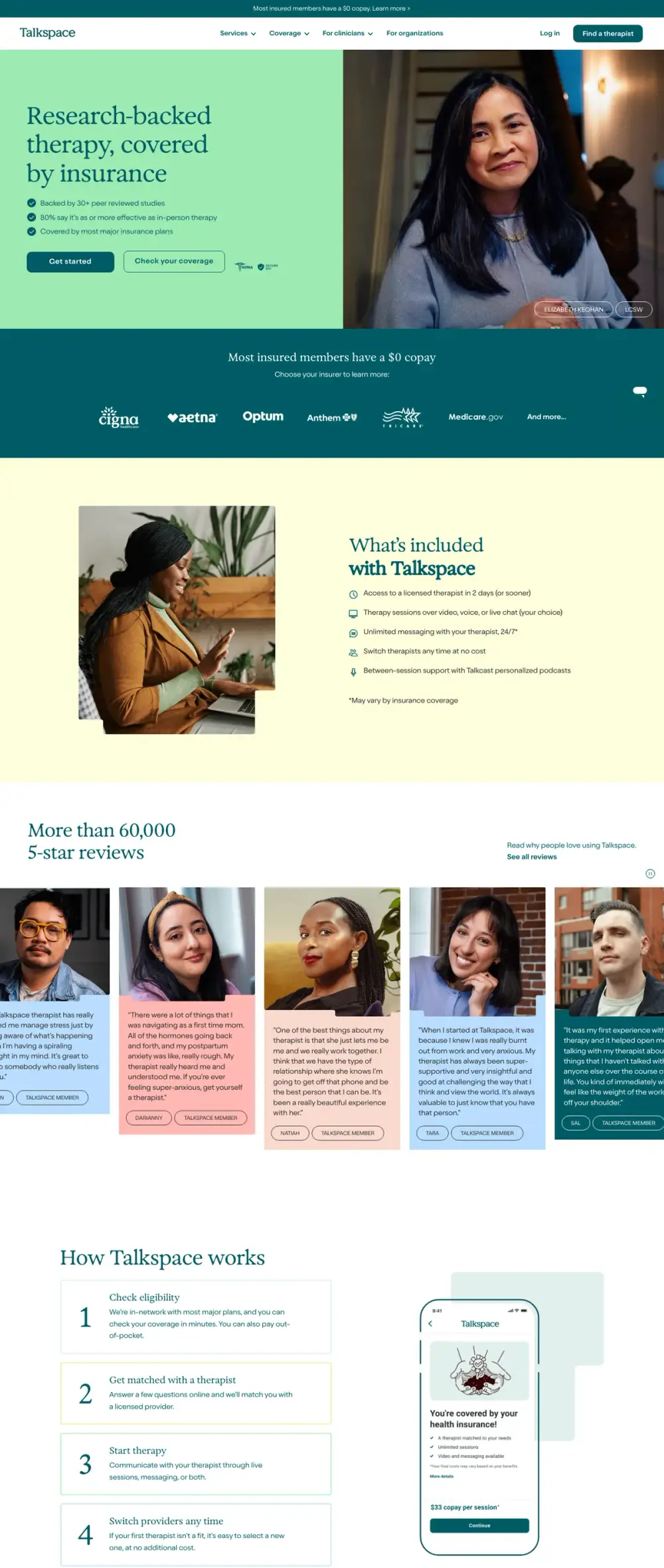 Talkspace landing page