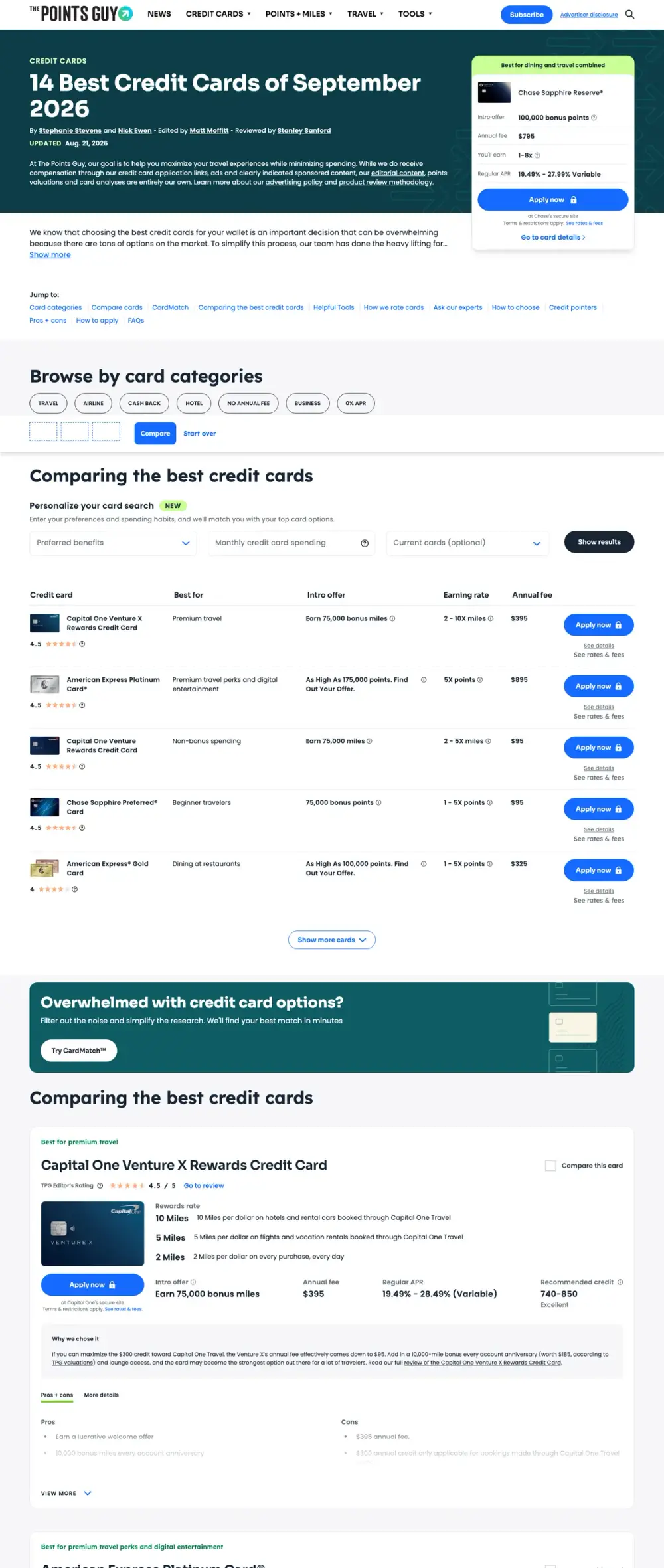 The Points Guy landing page