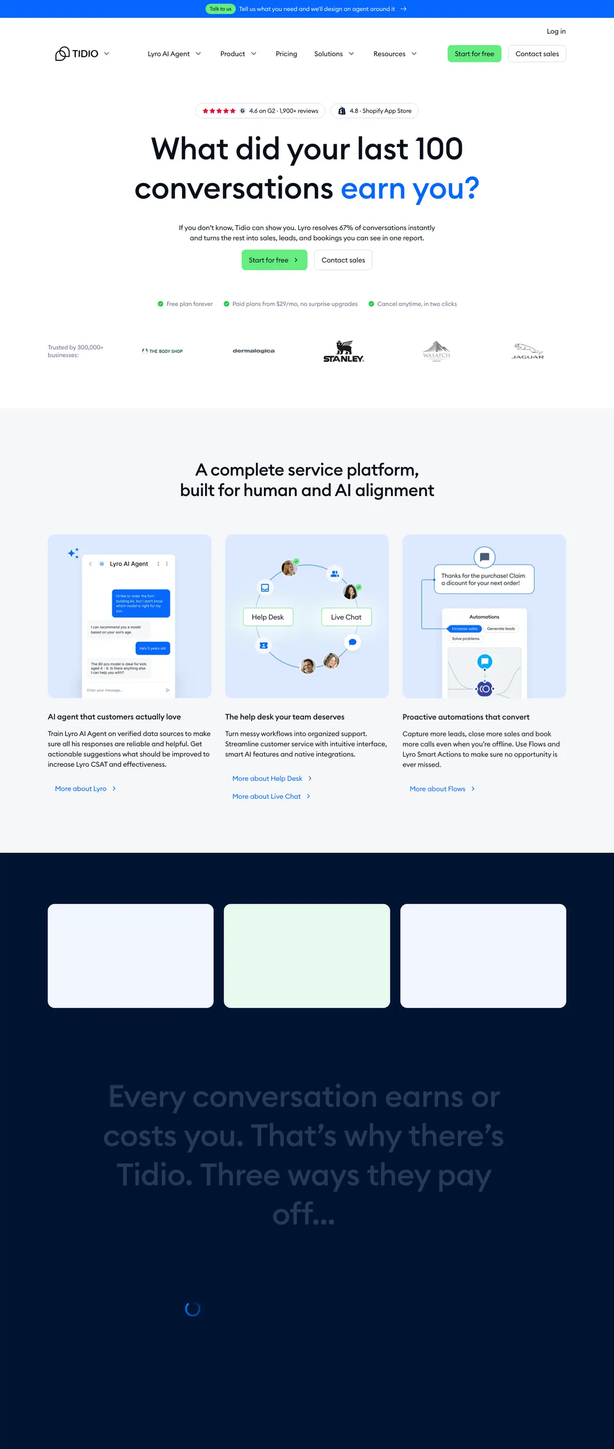 Tidio landing page